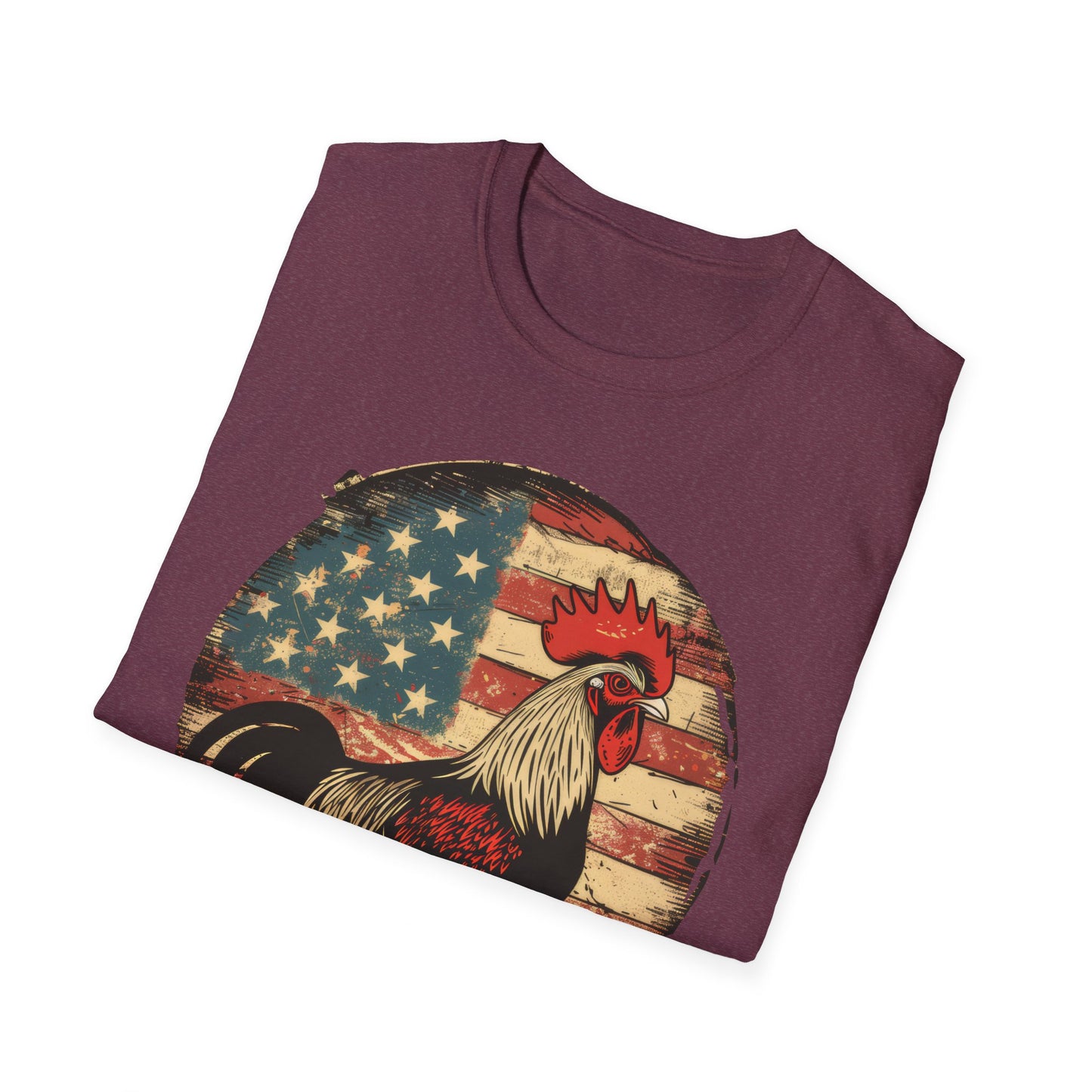 Rooster and Flag - Unisex Softstyle T-Shirt