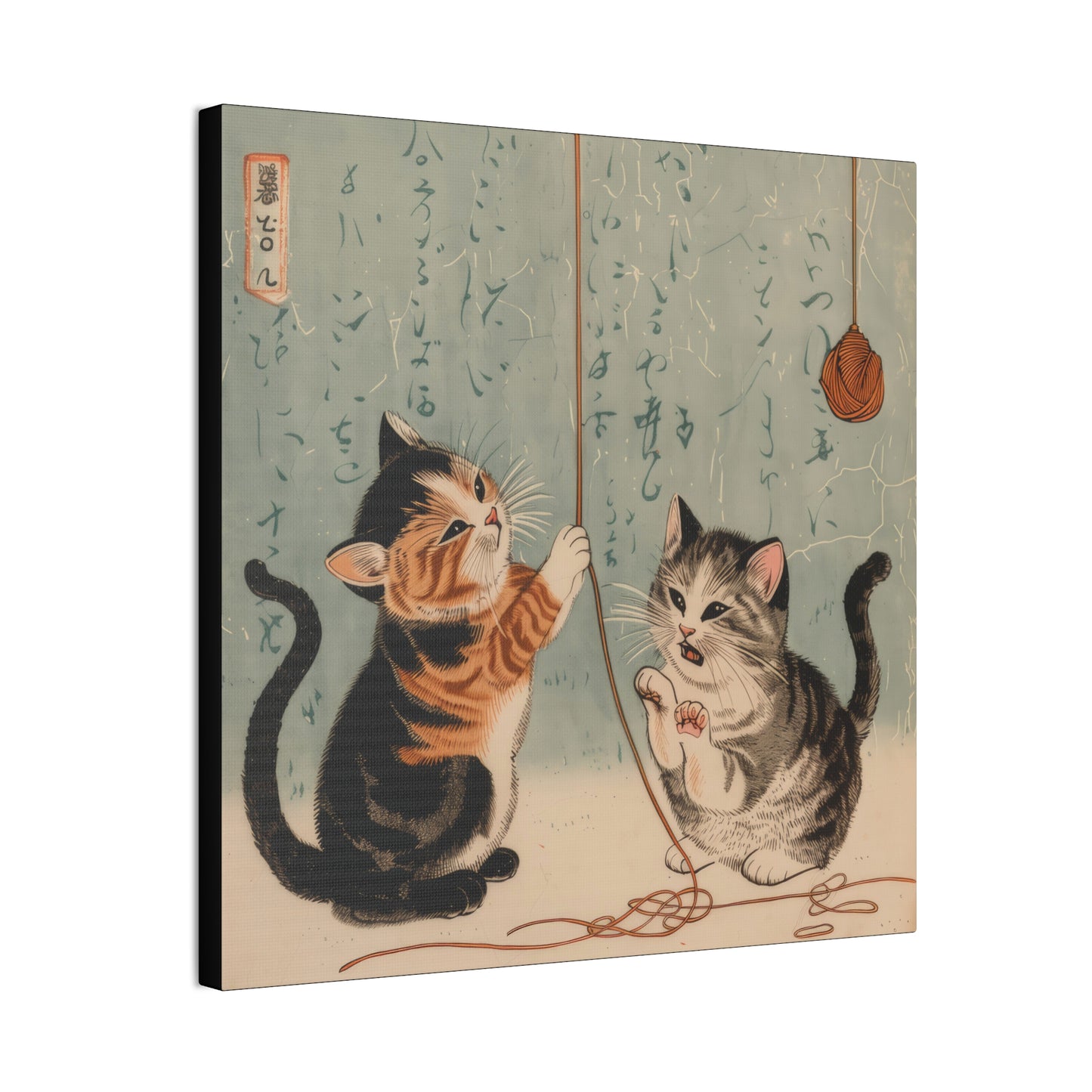 Japanese Woodblock Kitties - Canvas Stretched, 0.75" - Canvas Stretched, 0.75"