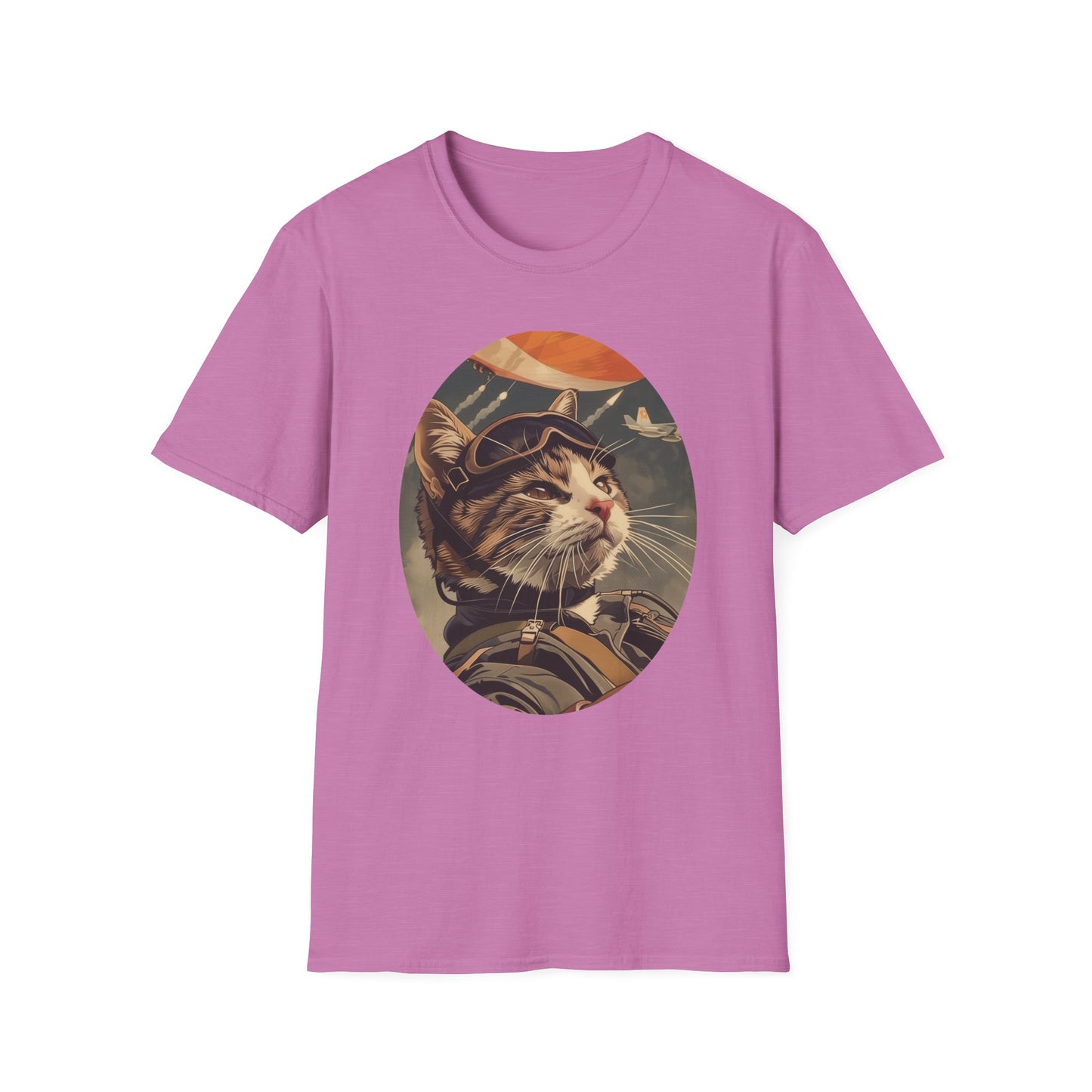 Cat Fighter Pilot - Unisex Softstyle T-Shirt