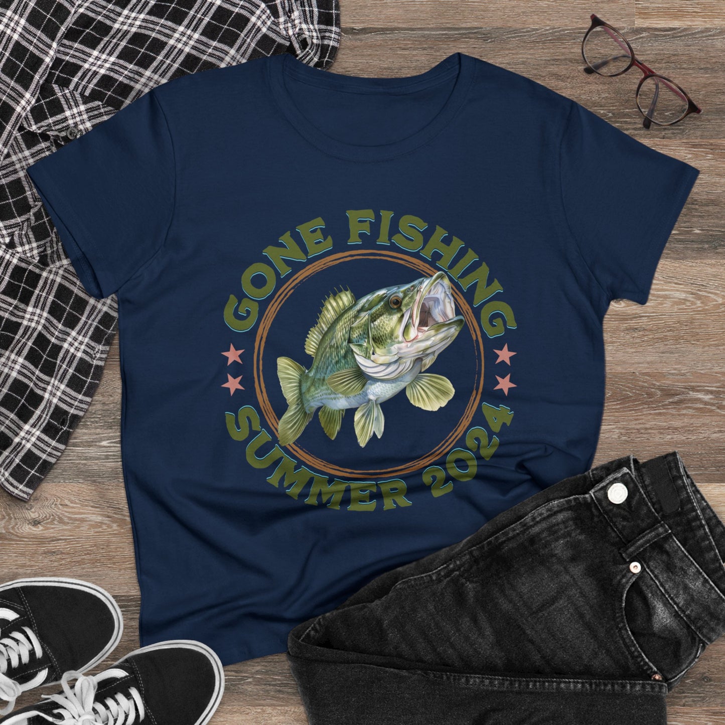 Gone Fishing - Women's Midweight Cotton Tee