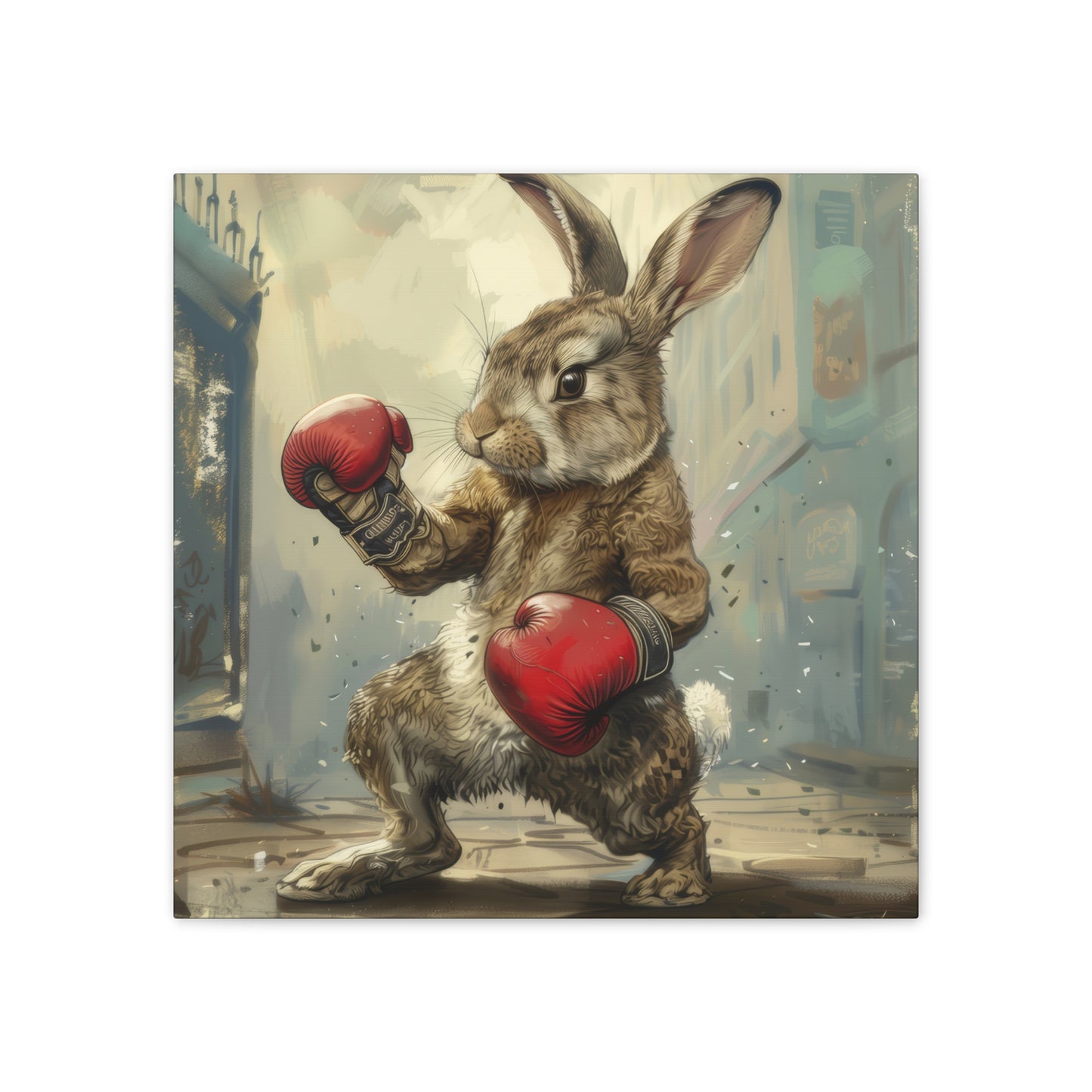 Bunny Pugilist - Canvas Stretched, 0.75"