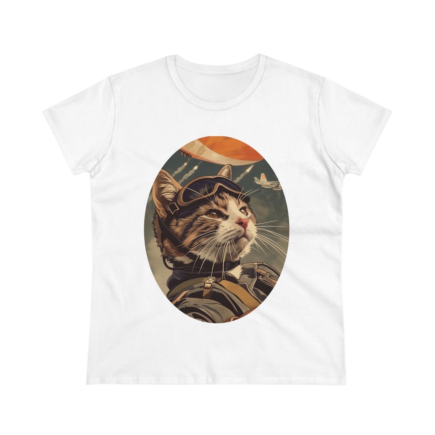 Kitty Fighter Pilot - Women's Midweight Cotton Tee