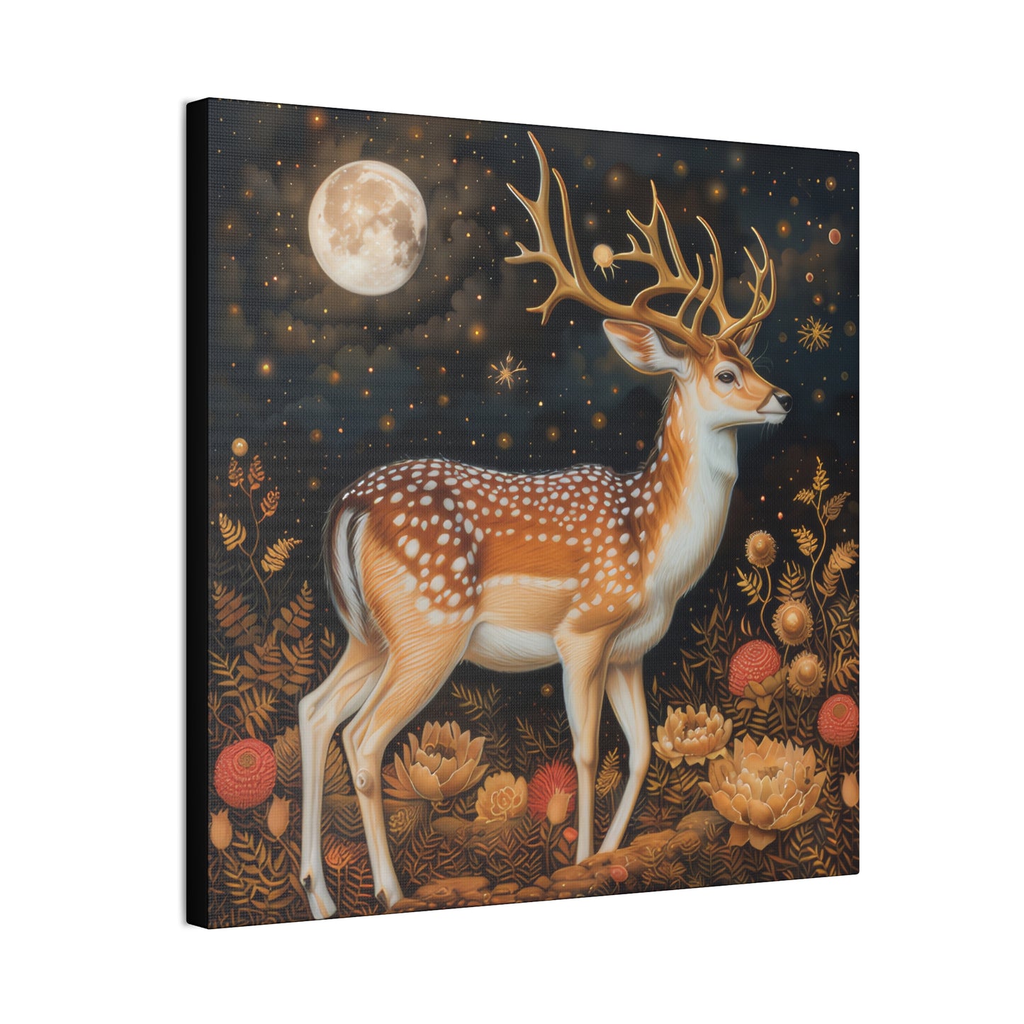 Deer and Moon - Canvas Stretched, 0.75"