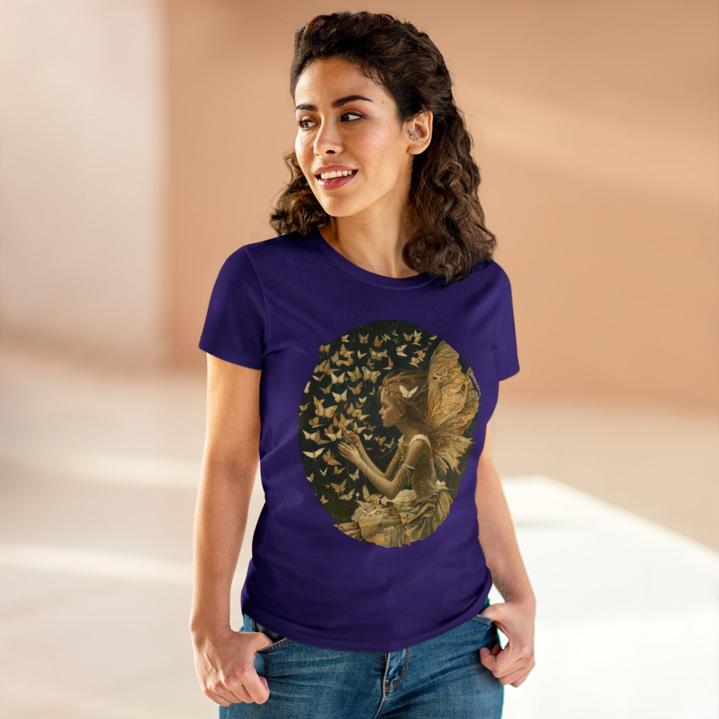 Fairy and Butterflies - Fantasy - Women's Midweight Cotton Tee