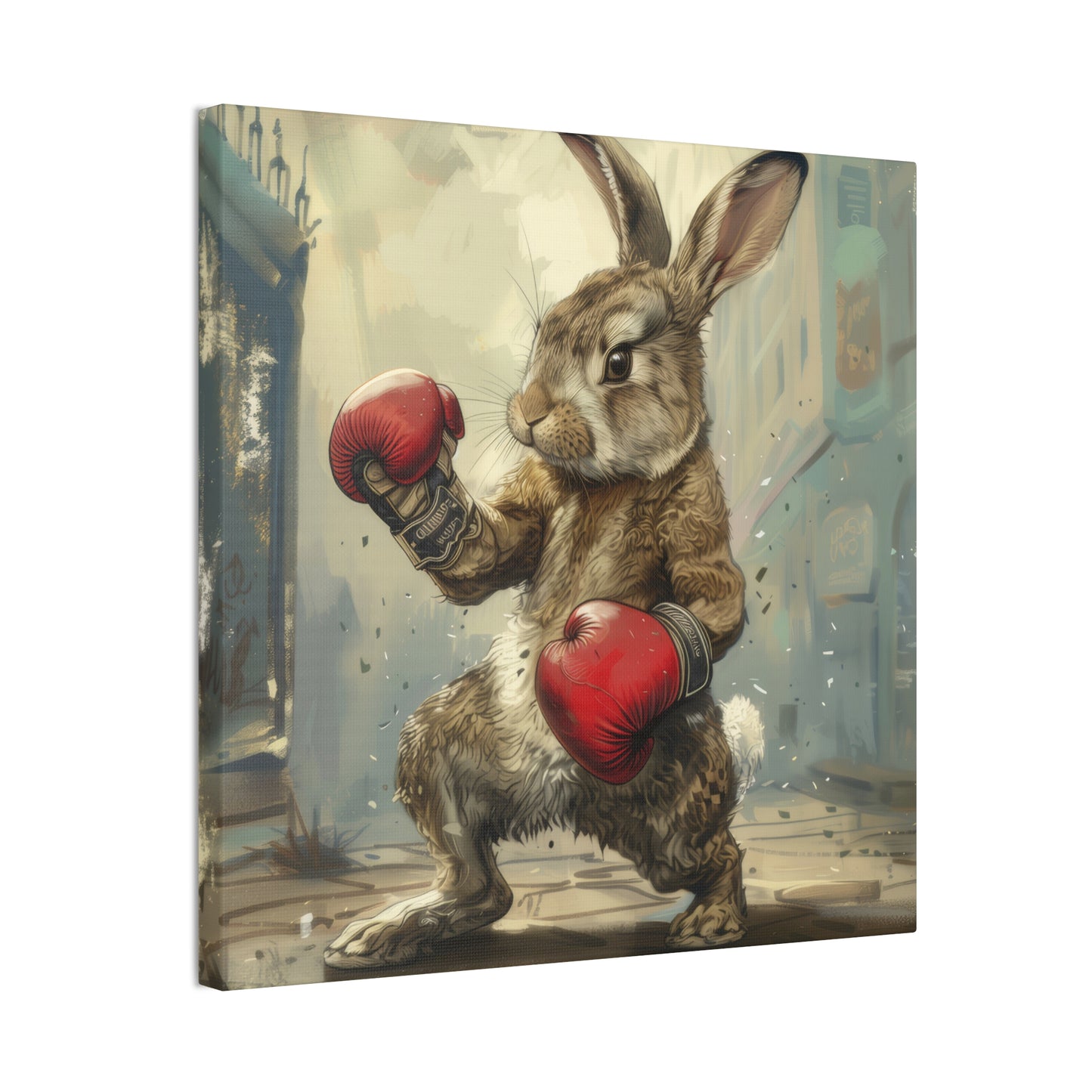 Bunny Pugilist - Canvas Stretched, 0.75"