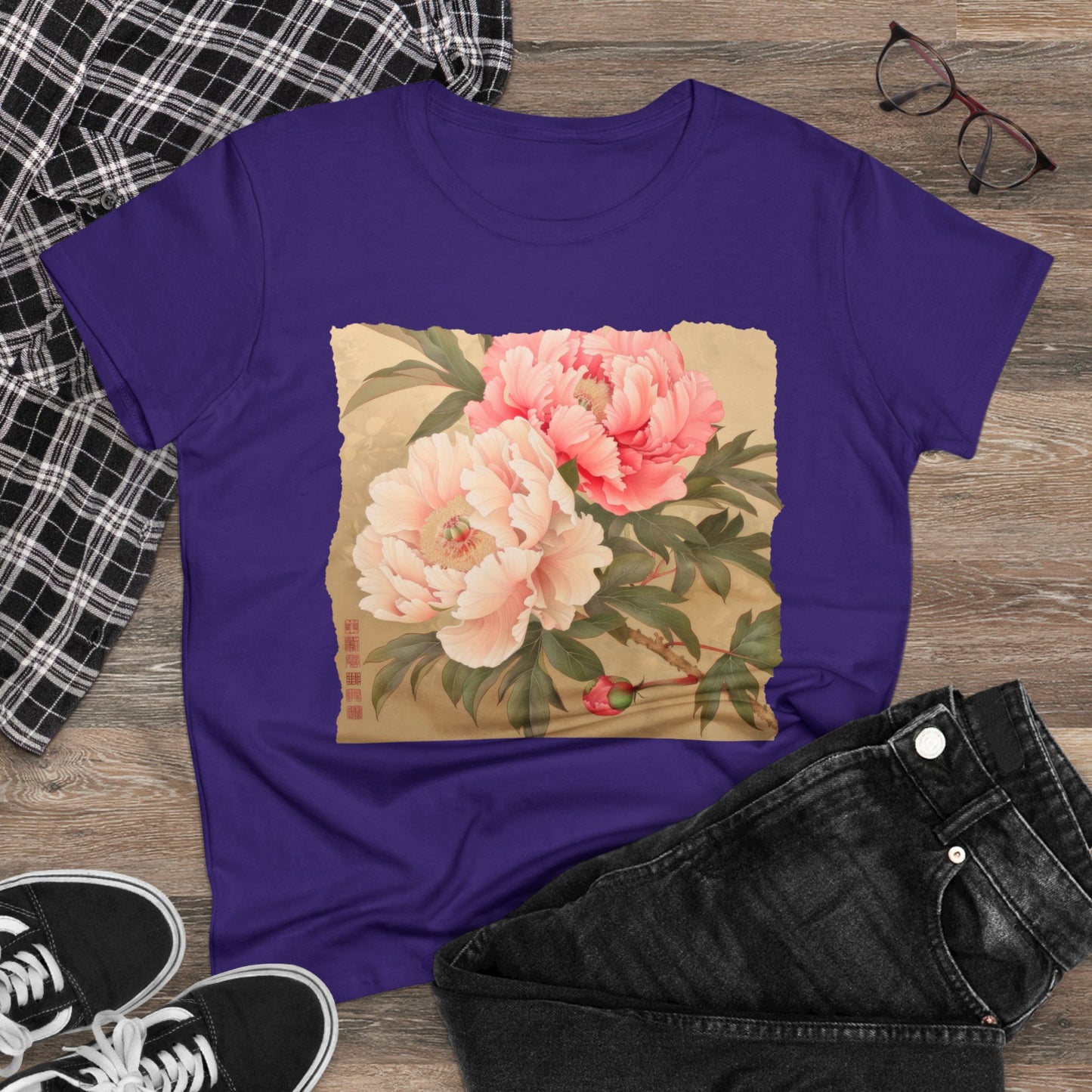 Peony - Flower - Women's Midweight Cotton Tee