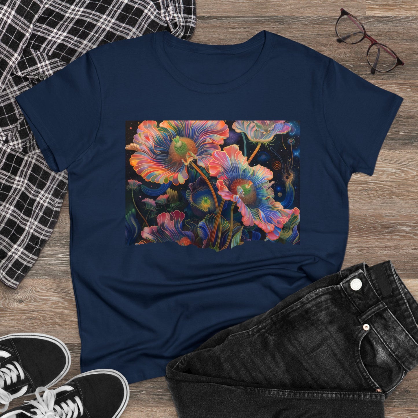 Pastel Flowers - Women's Midweight Cotton Tee