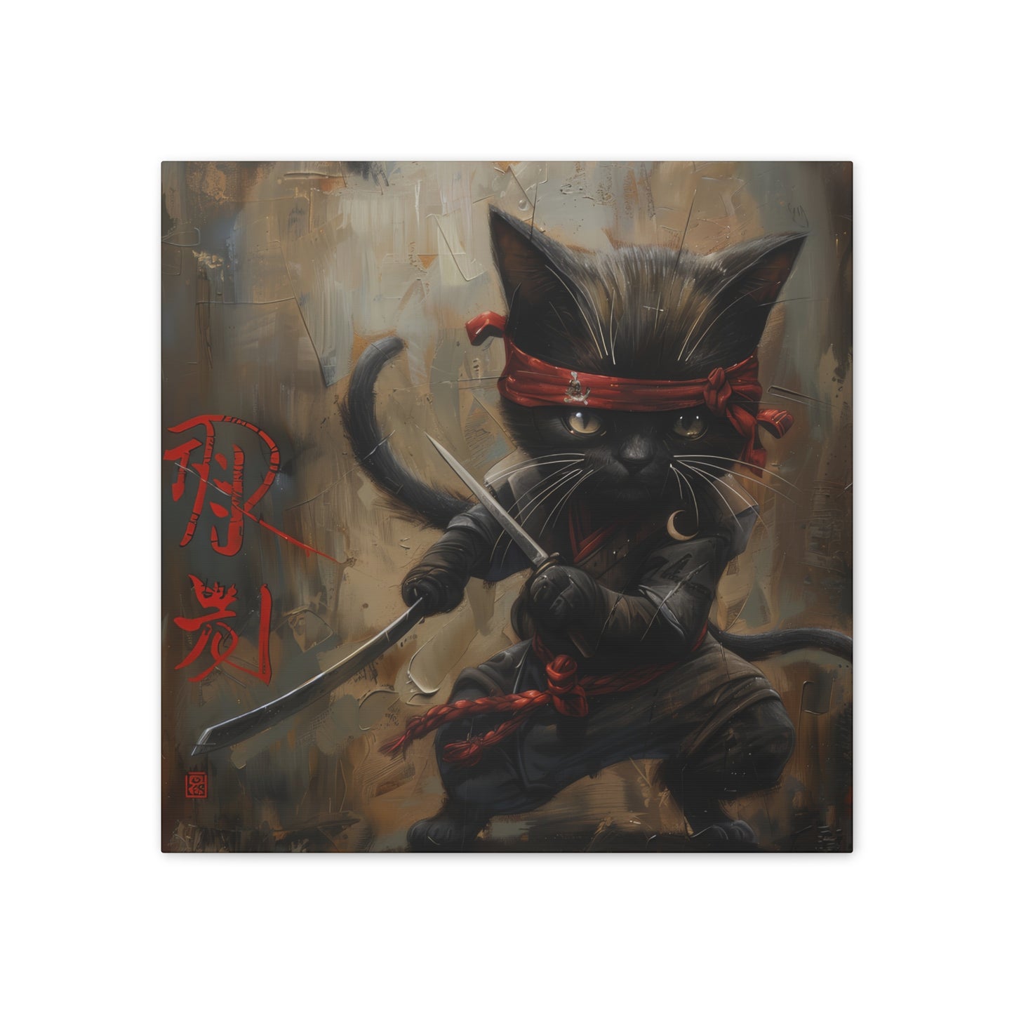 Ninja Kitty - Canvas Stretched, 0.75"