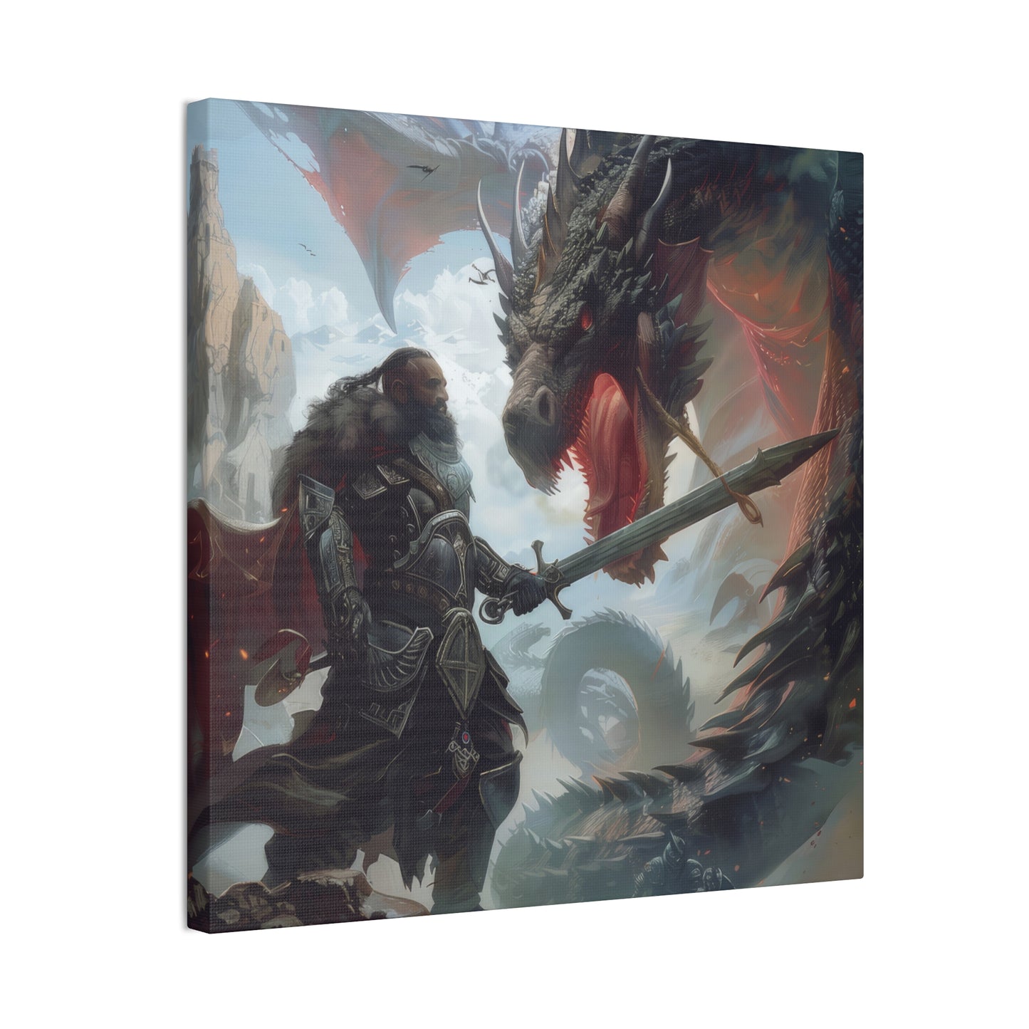 Fighter and Dragon - Canvas Stretched, 0.75"