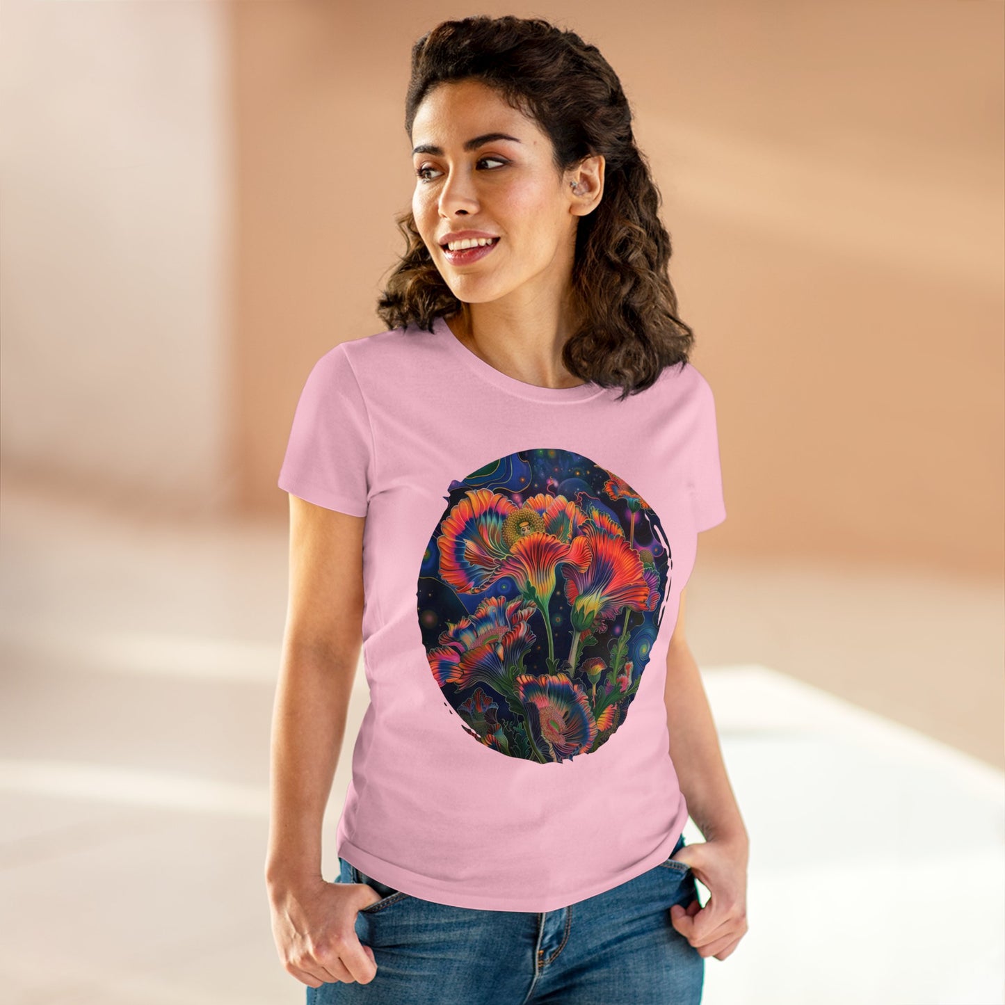 Pastel Flowers - Women's Midweight Cotton Tee