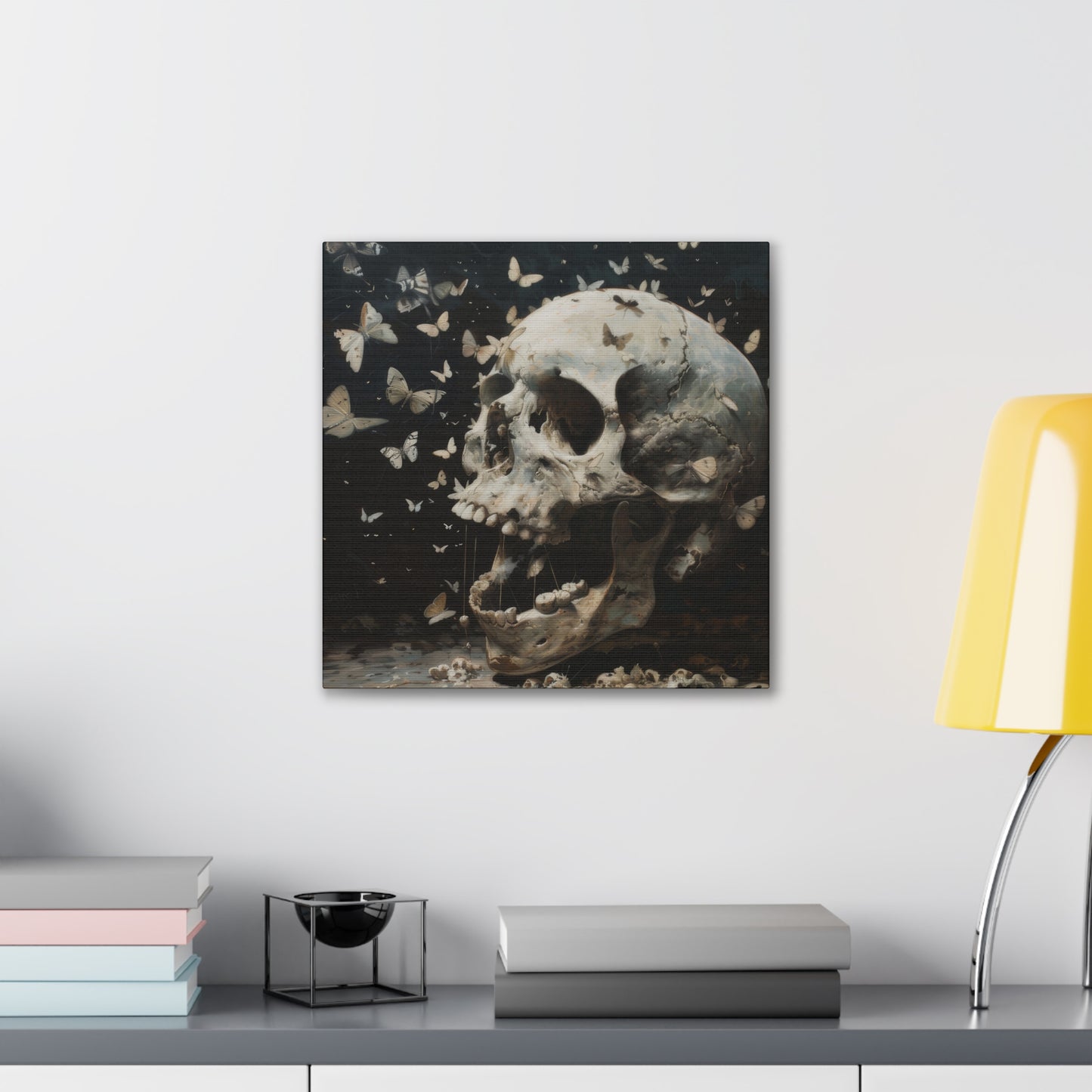 Skull and Butterflies - Canvas Stretched, 0.75"