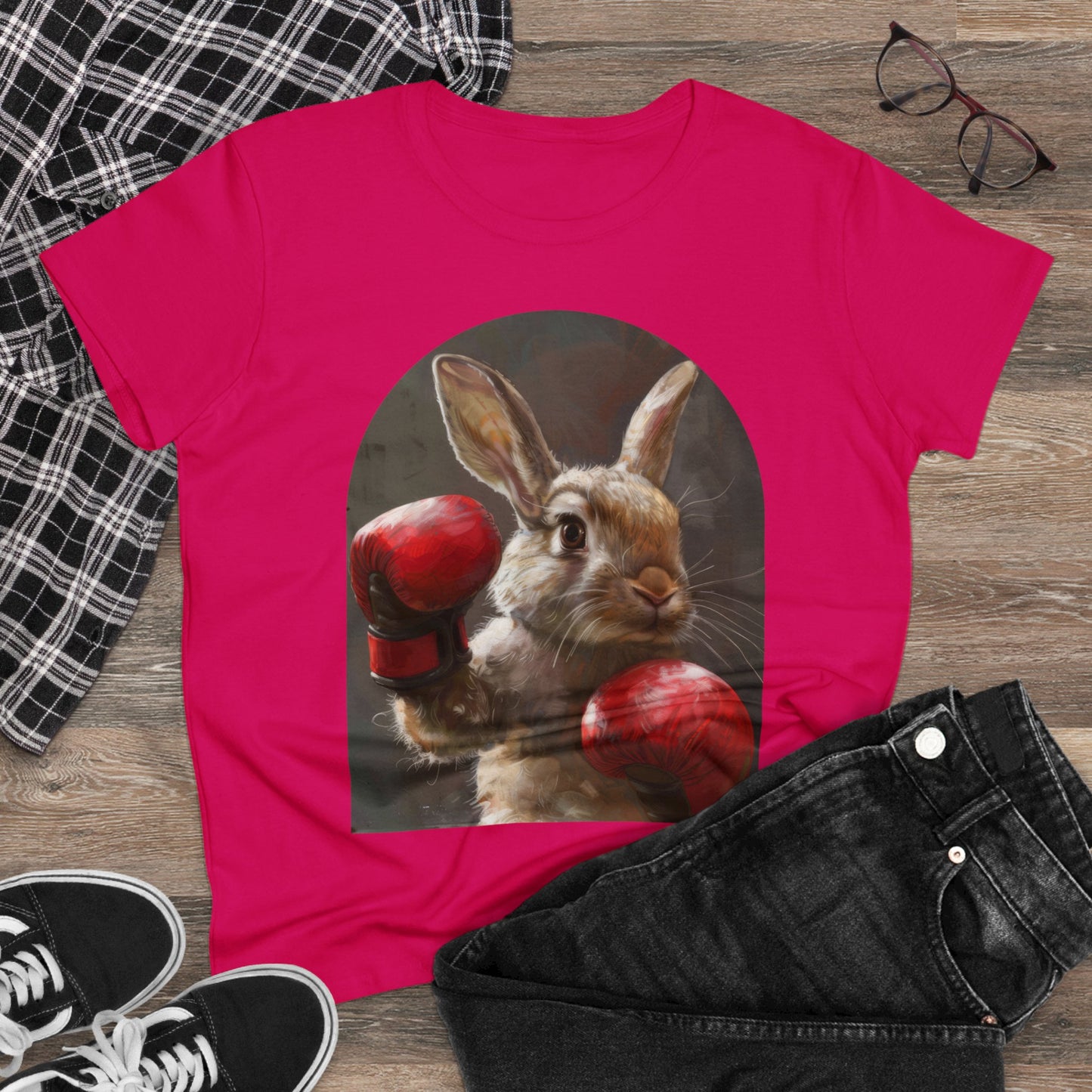 Boxing Rabbit - Women's Midweight Cotton Tee