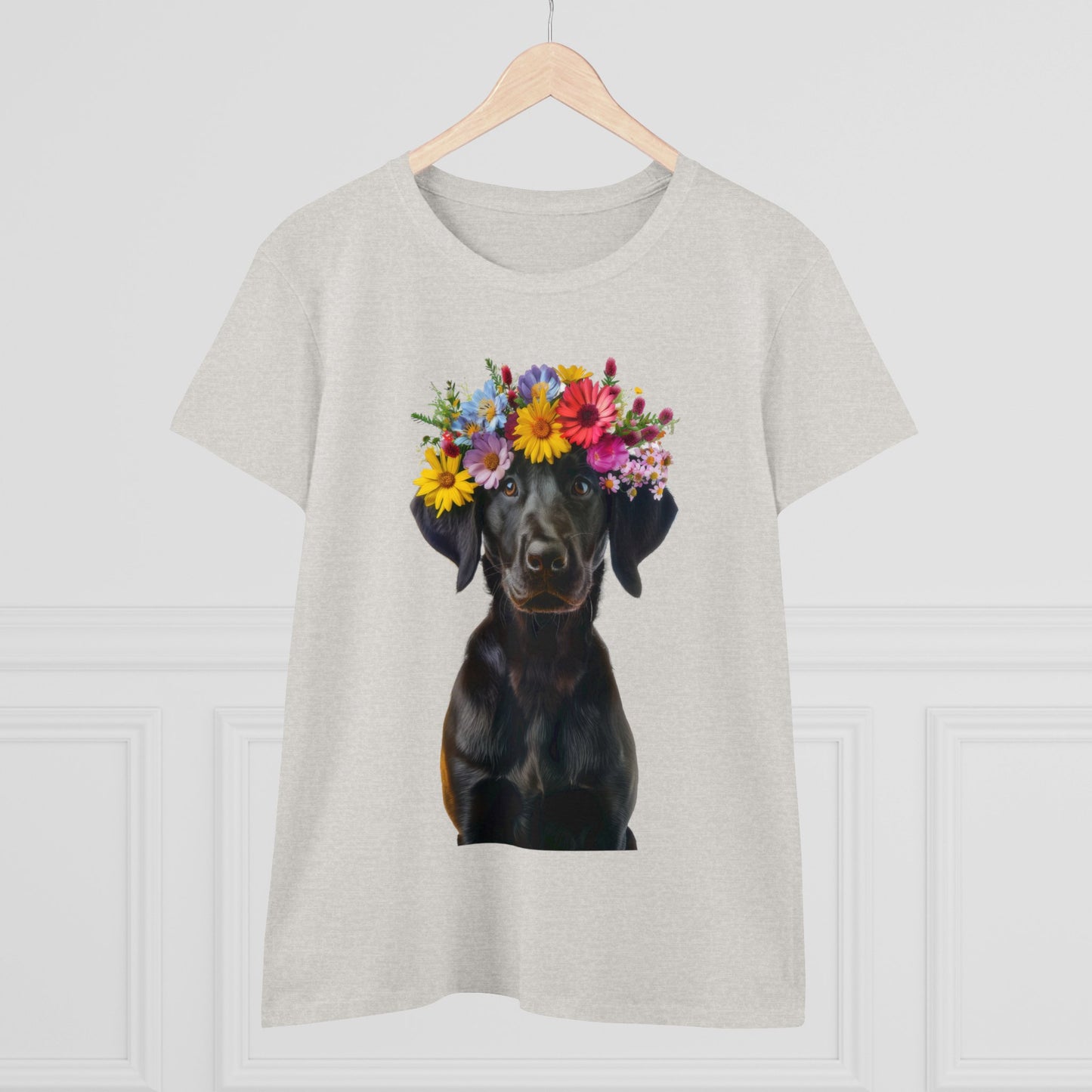 Dog's Flower Crown - Women's Midweight Cotton Tee