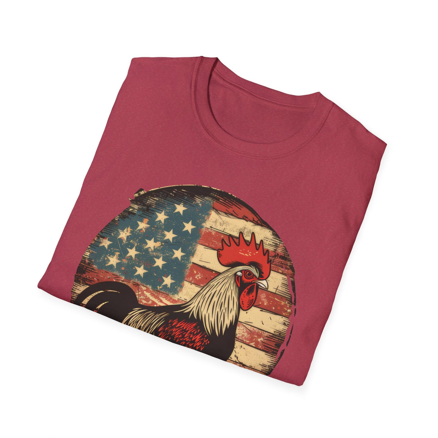 Rooster and Flag - Unisex Softstyle T-Shirt