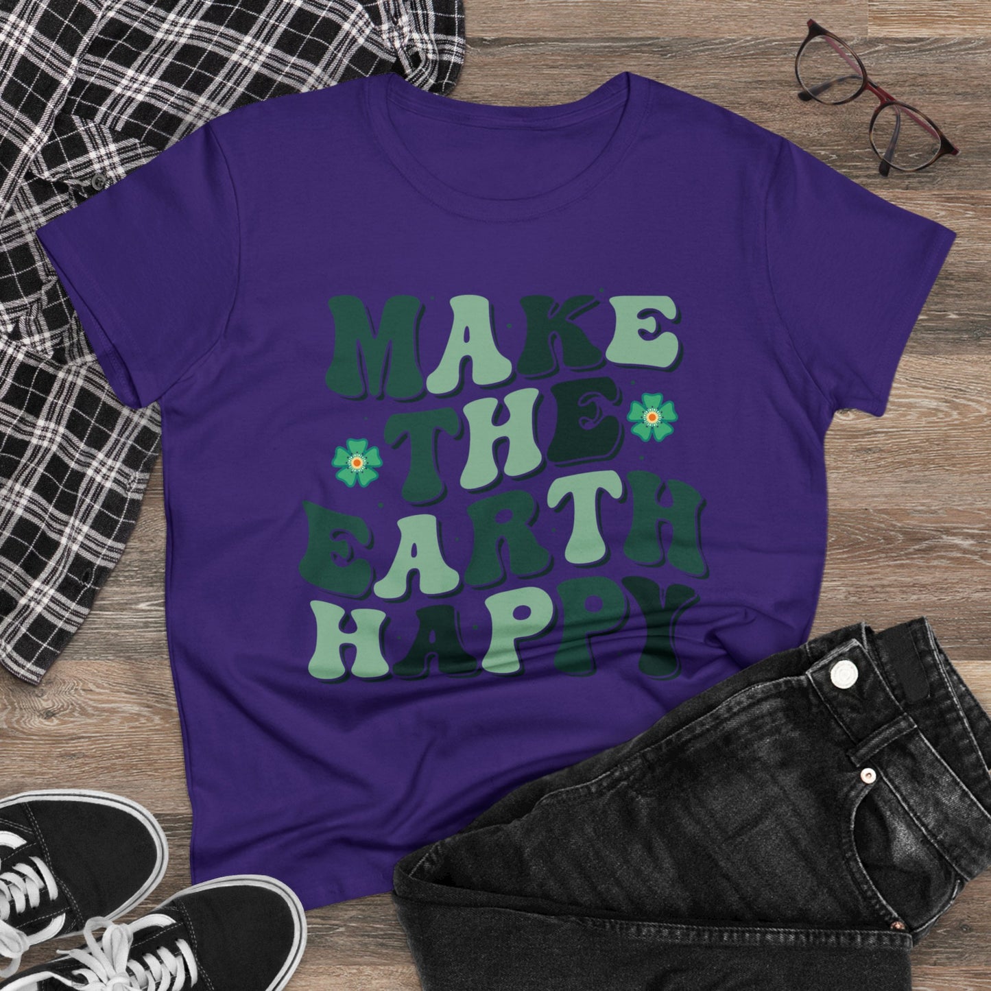 Make the Earth Happy - Gardening - Women's Midweight Cotton Tee