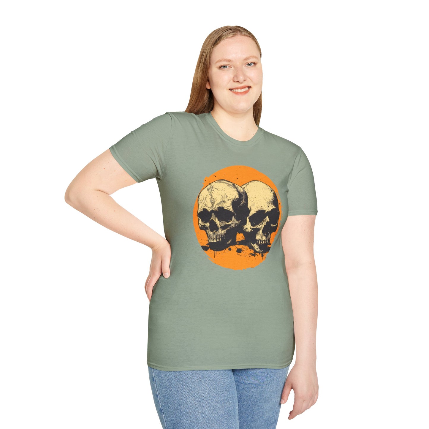 Skulls on Orange - Unisex Softstyle T-Shirt