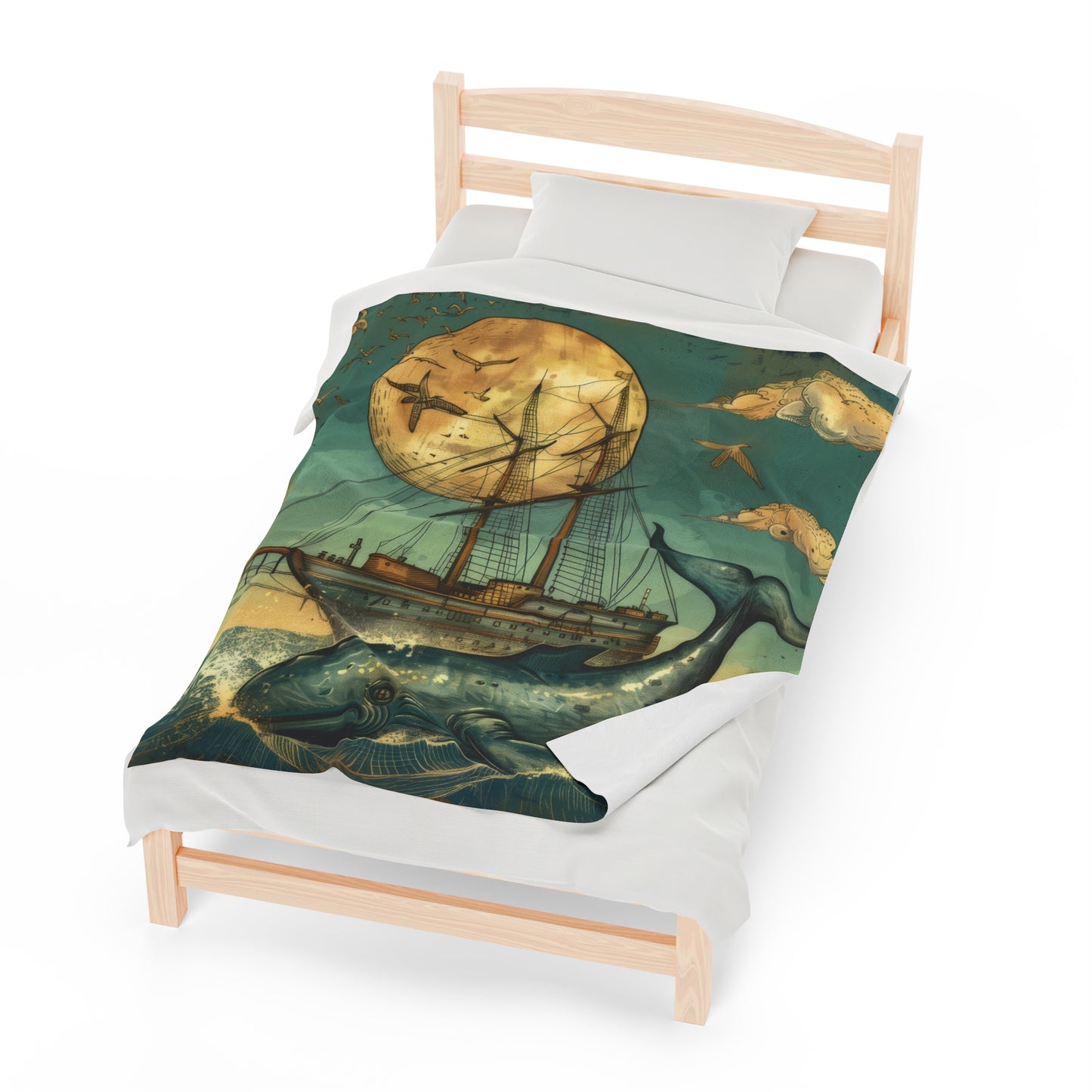 Whaling Ship - Velveteen Plush Blanket