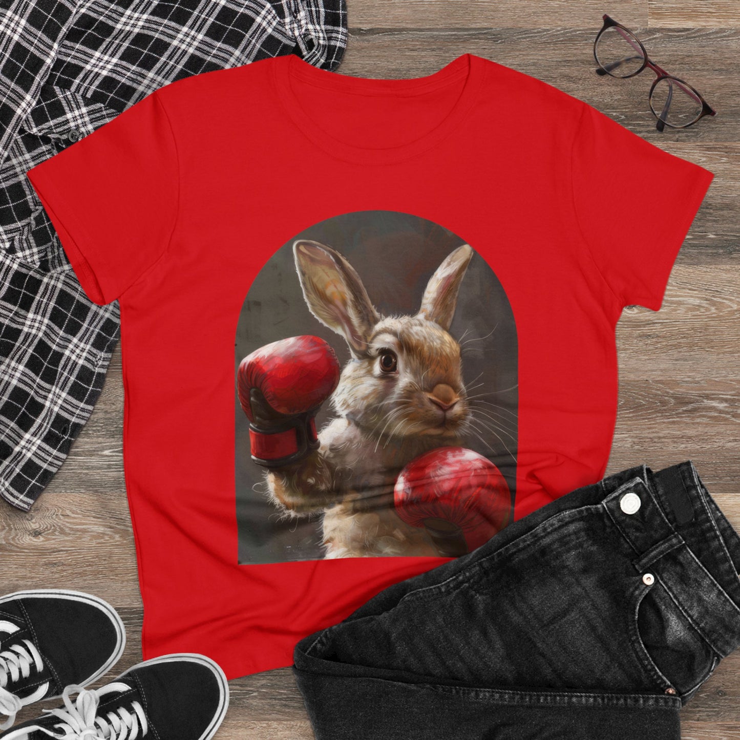 Boxing Rabbit - Women's Midweight Cotton Tee