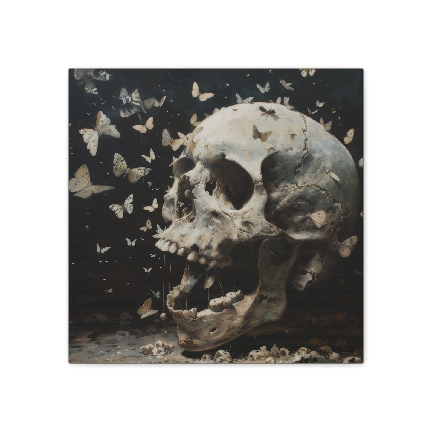 Skull and Butterflies - Canvas Stretched, 0.75"