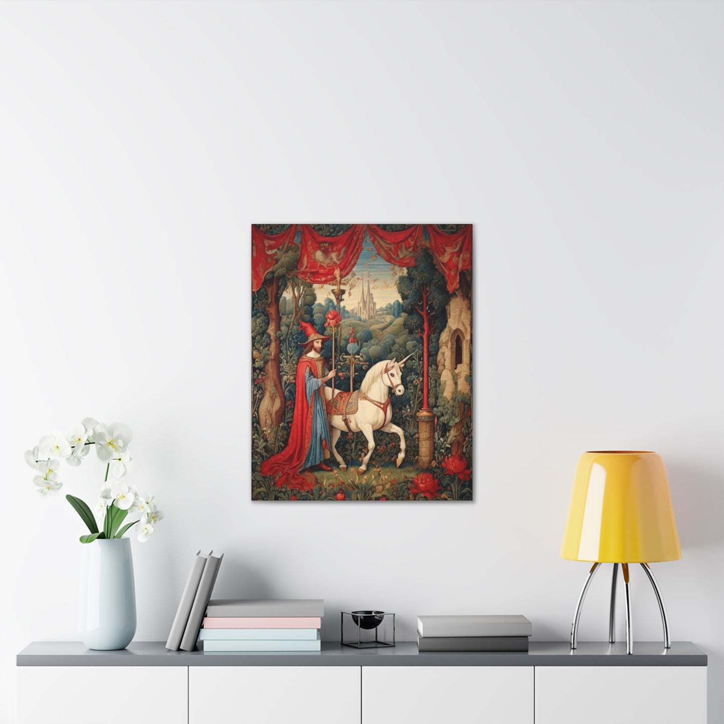 Mage and the Unicorn Tapestry - Canvas Stretched, 0.75"