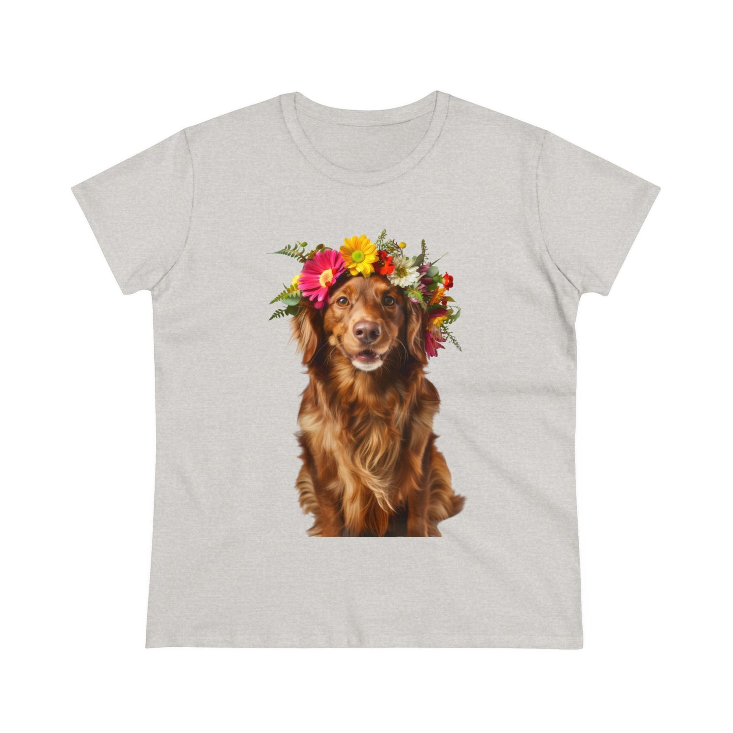 Dog's Flower Crown - Women's Midweight Cotton Tee