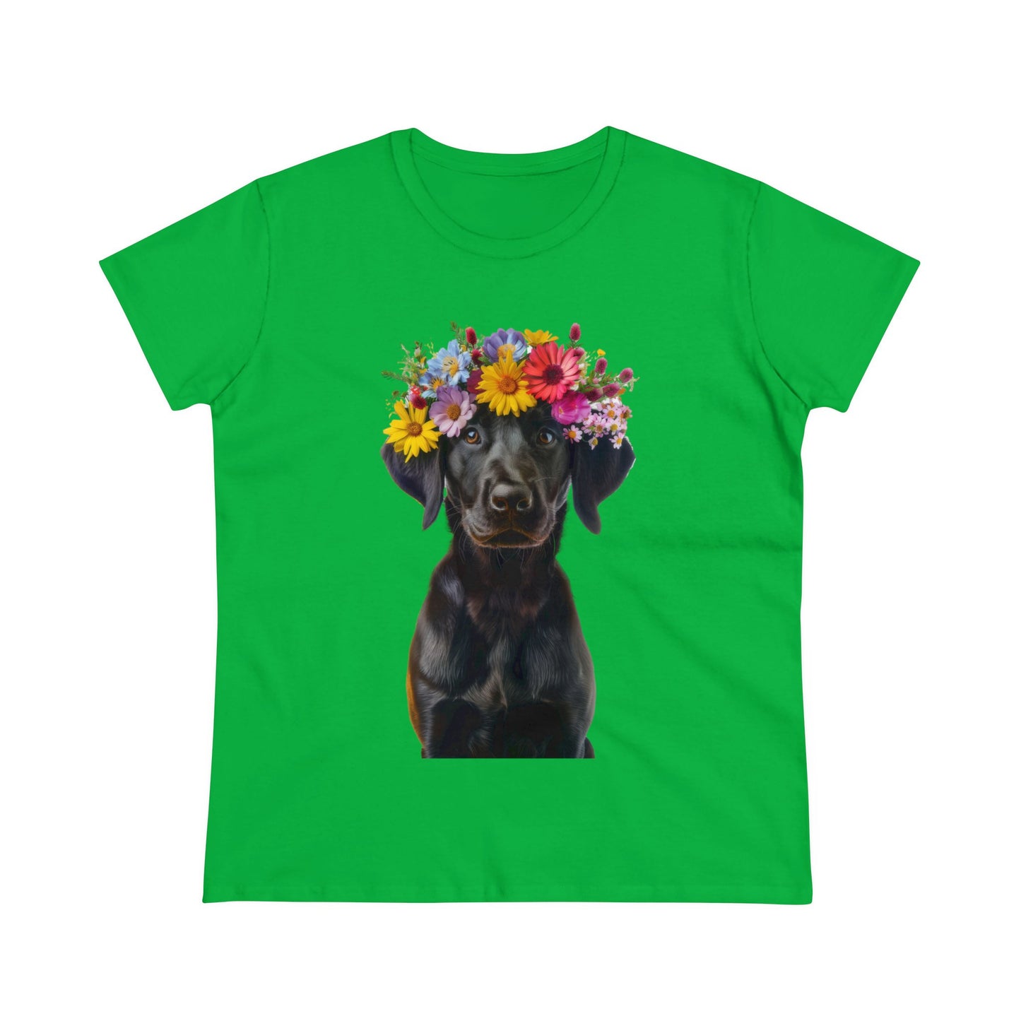 Dog's Flower Crown - Women's Midweight Cotton Tee