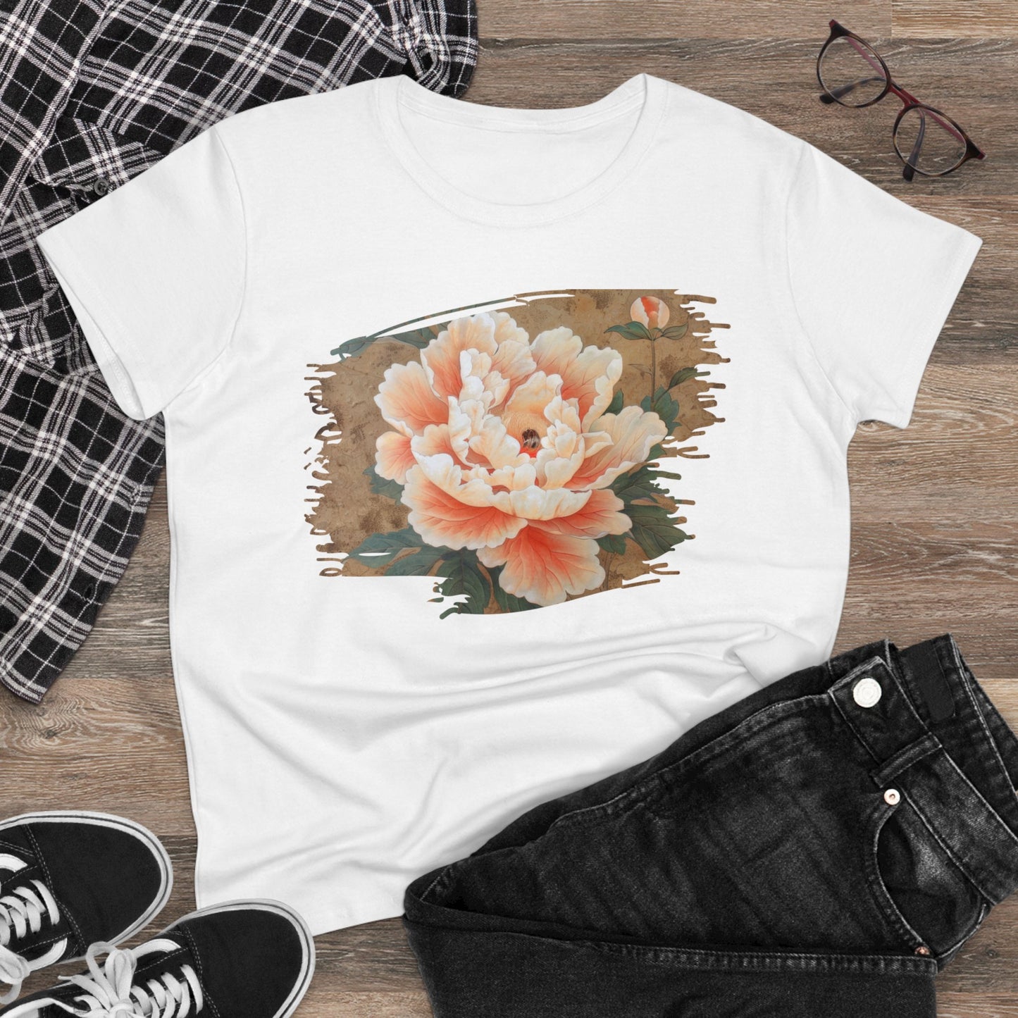 Peony - Flower - Women's Midweight Cotton Tee