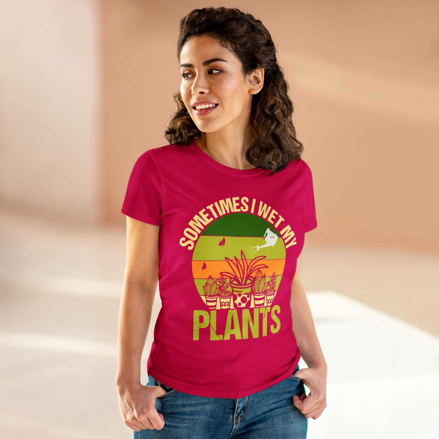 Sometimes I Wet My Plants - Gardening - Women's Midweight Cotton Tee