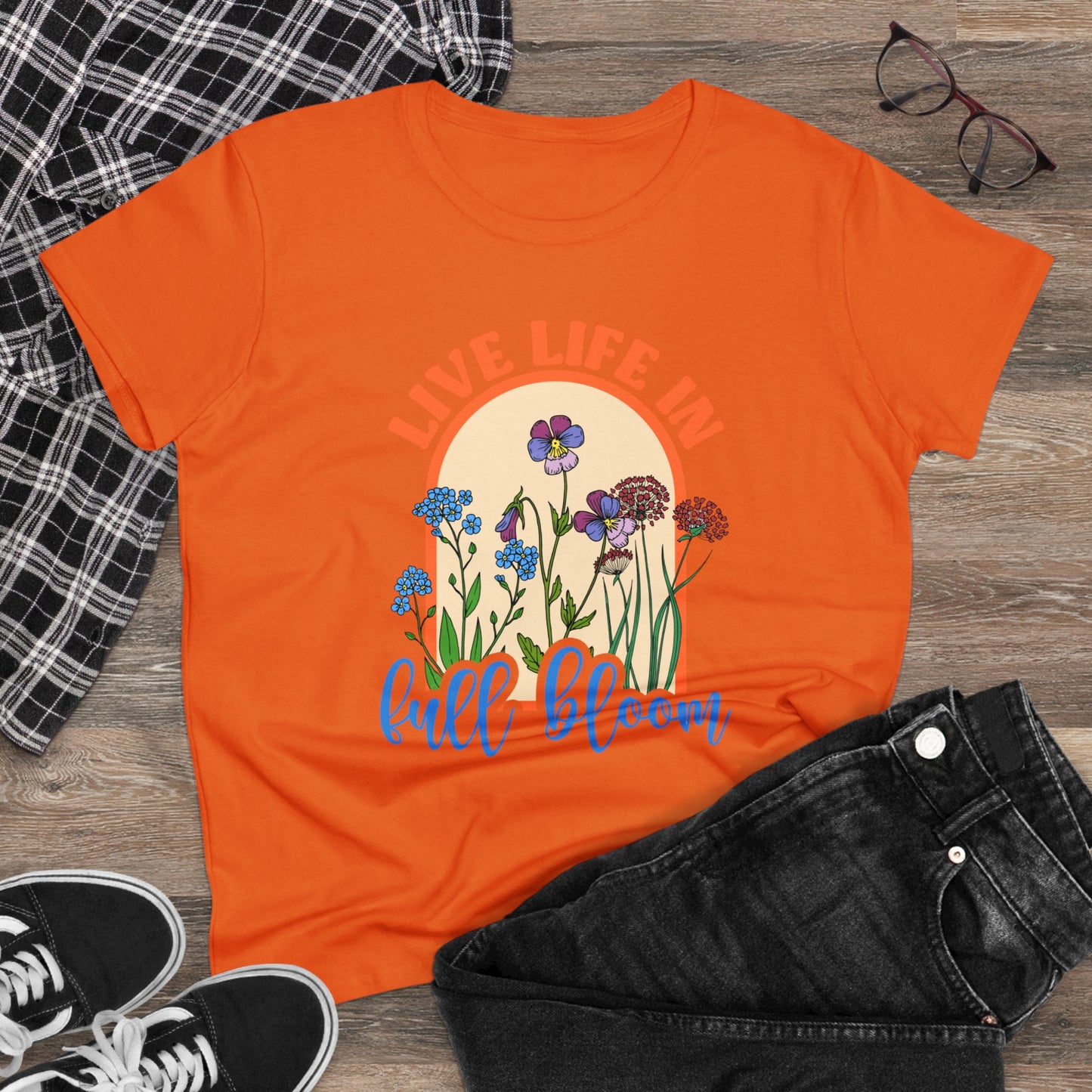 Live Life in Full Bloom - Gardening - Women's Midweight Cotton Tee