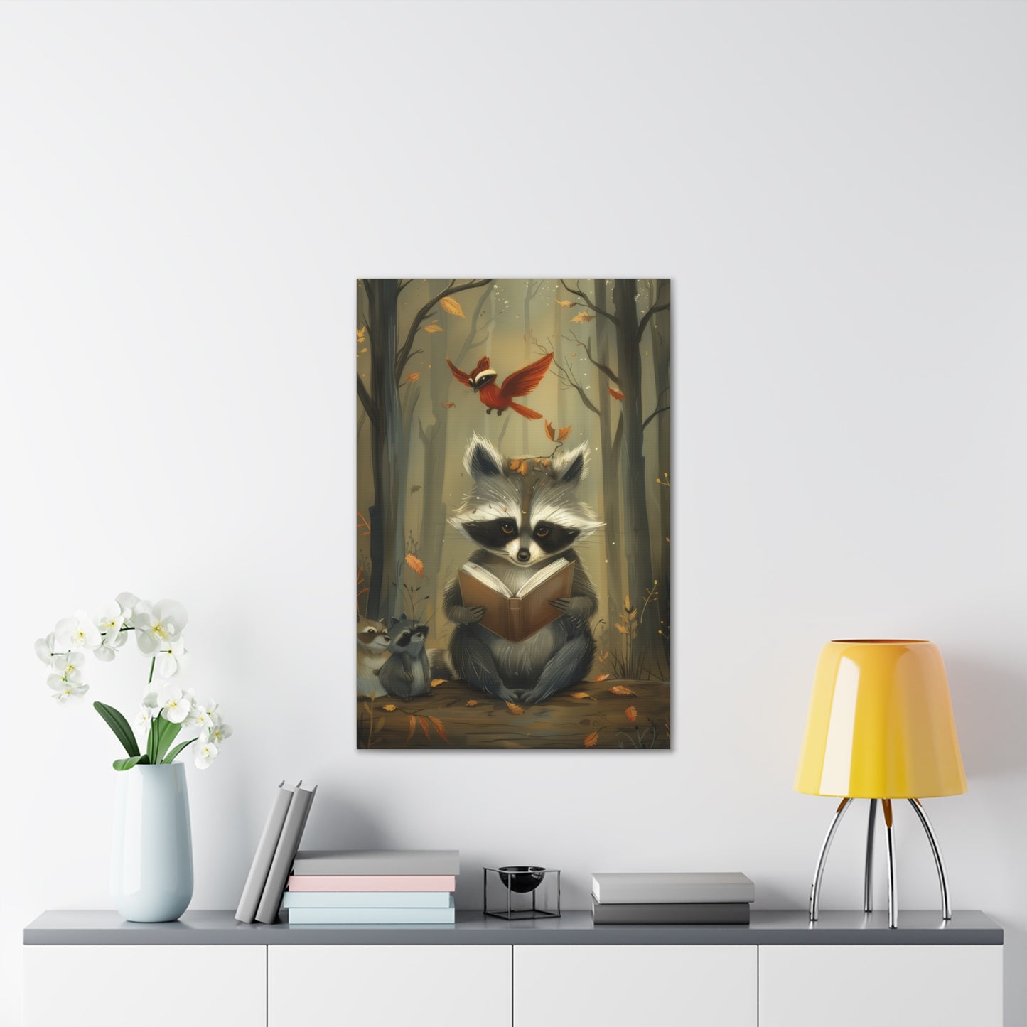 Reading Raccoon - Canvas Stretched, 0.75"