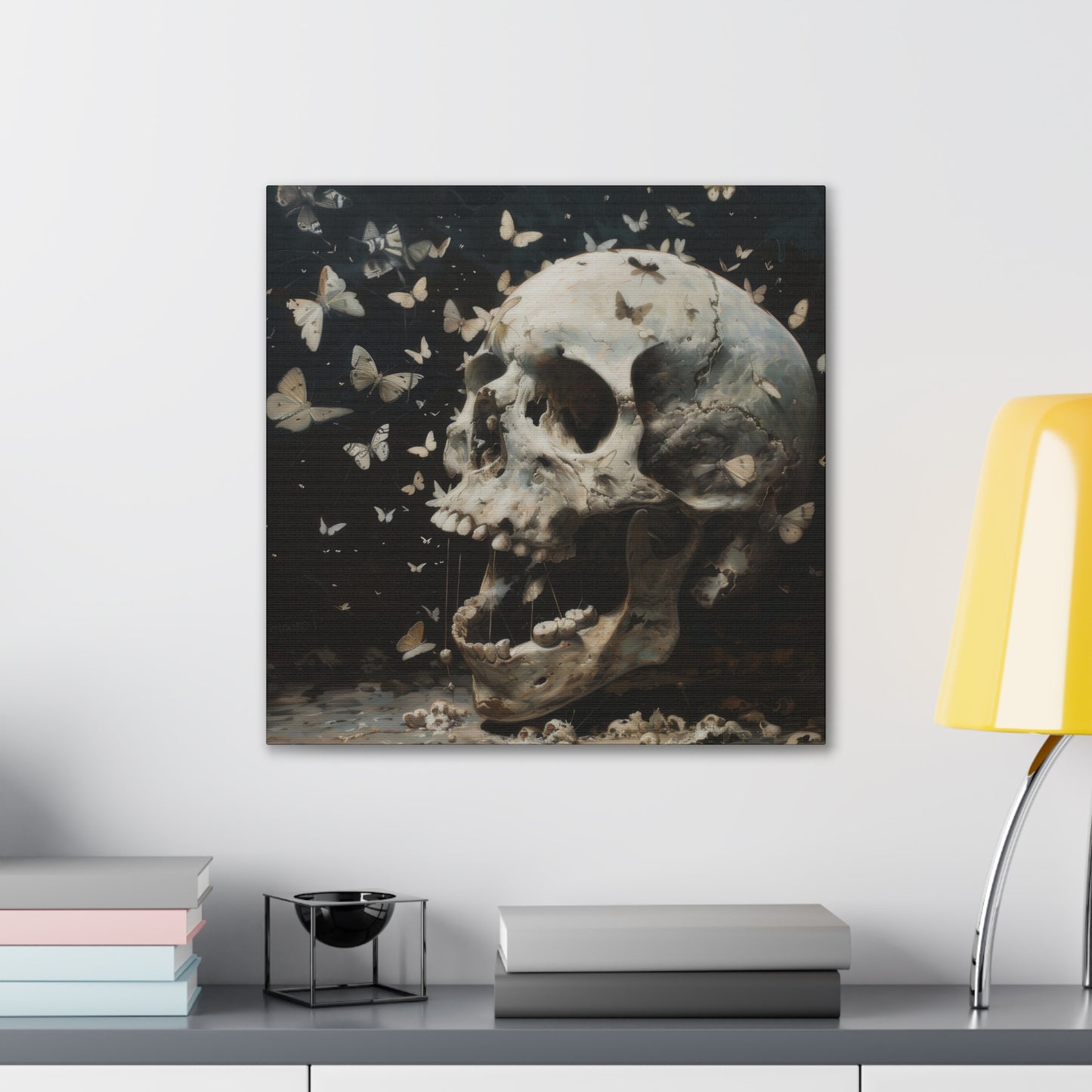 Skull and Butterflies - Canvas Stretched, 0.75"