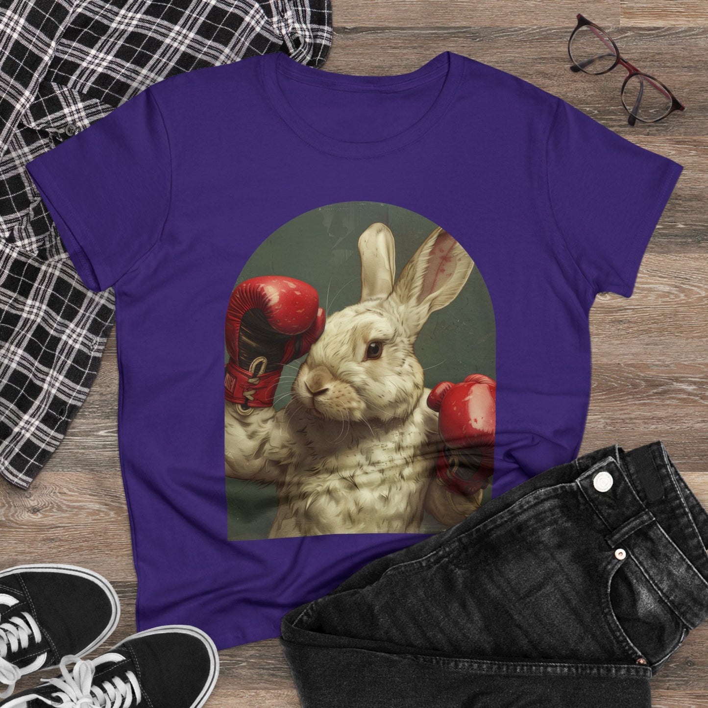 Boxing Rabbit - Women's Midweight Cotton Tee