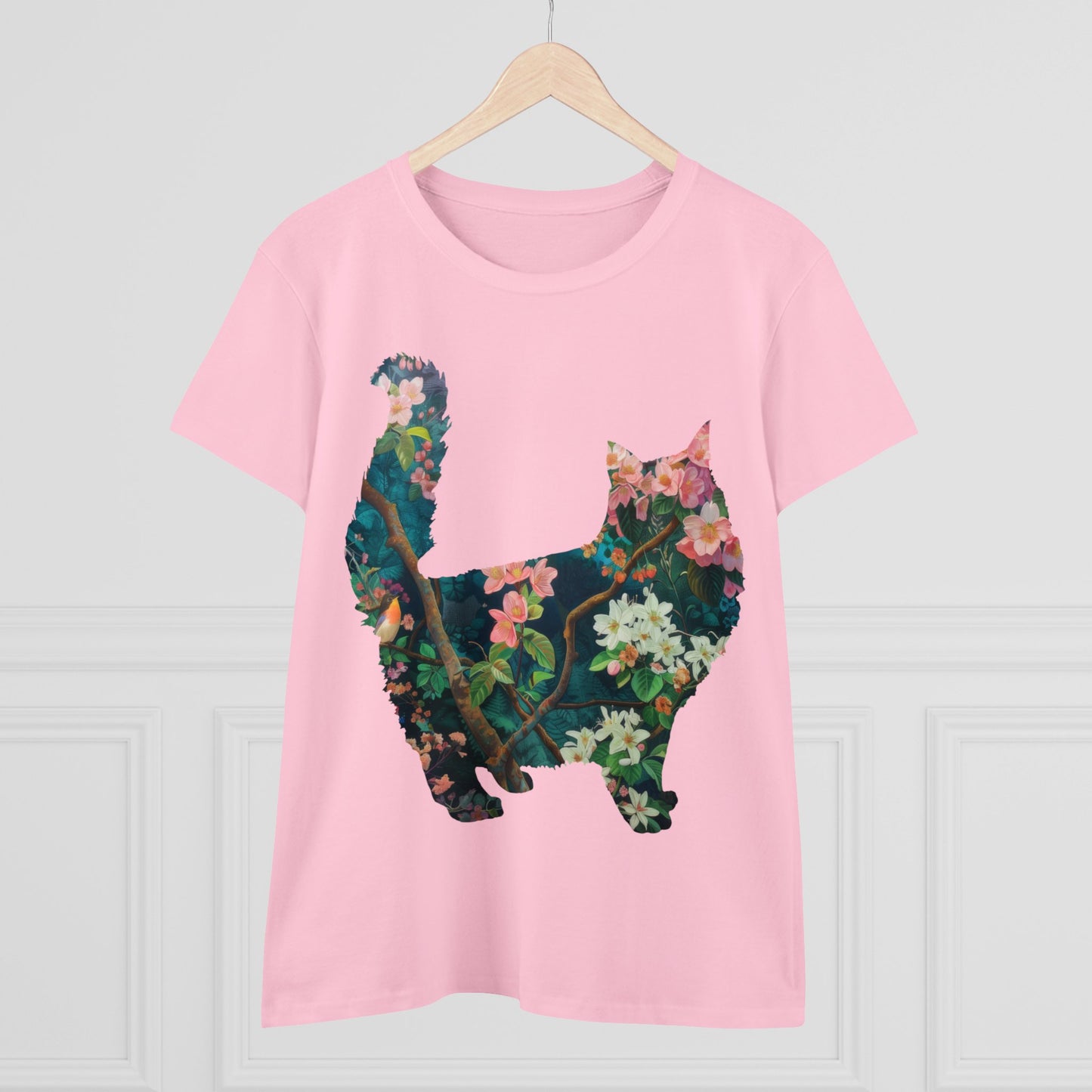 Flowery Cat - Women's Midweight Cotton Tee