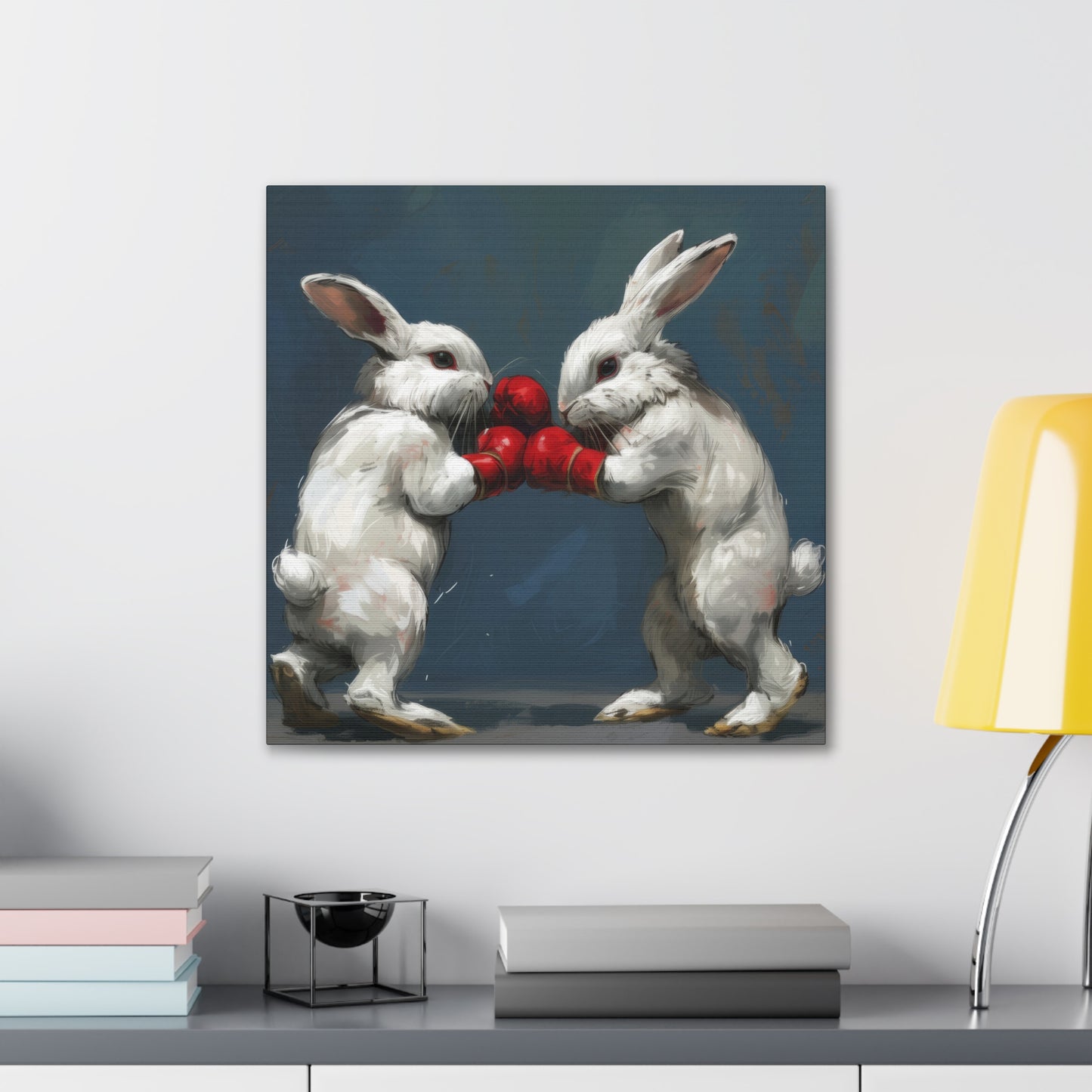 Boxing Rabbits - Canvas Stretched, 0.75"