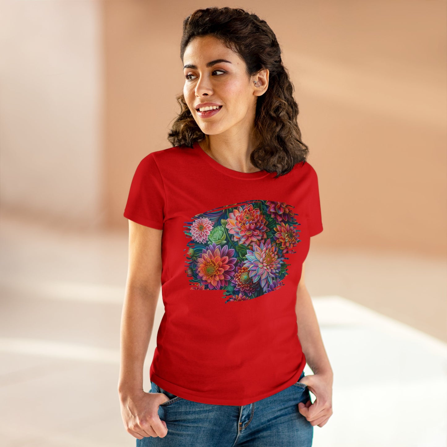 Pastel Flowers - Women's Midweight Cotton Tee