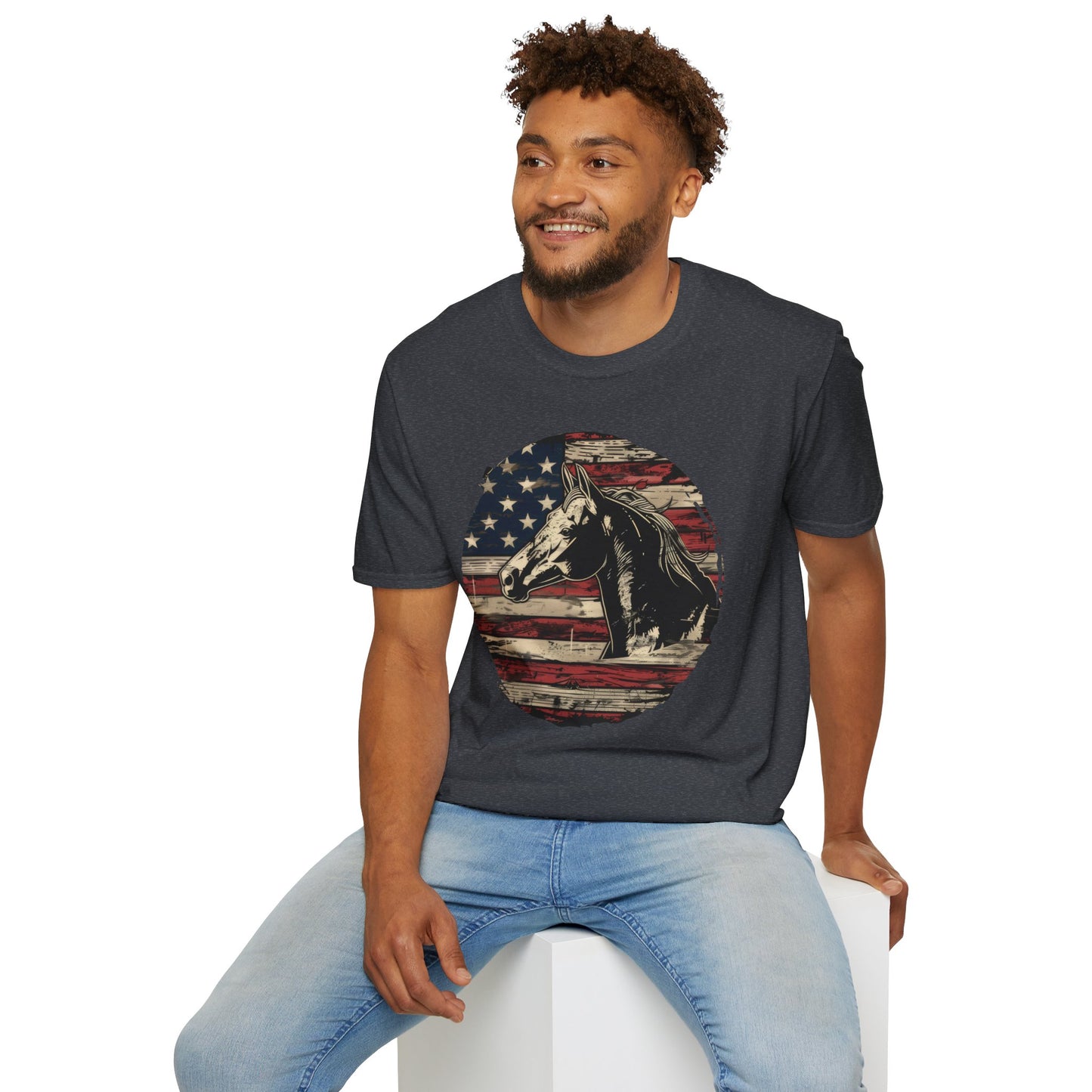 Horse and Flag - Unisex Softstyle T-Shirt