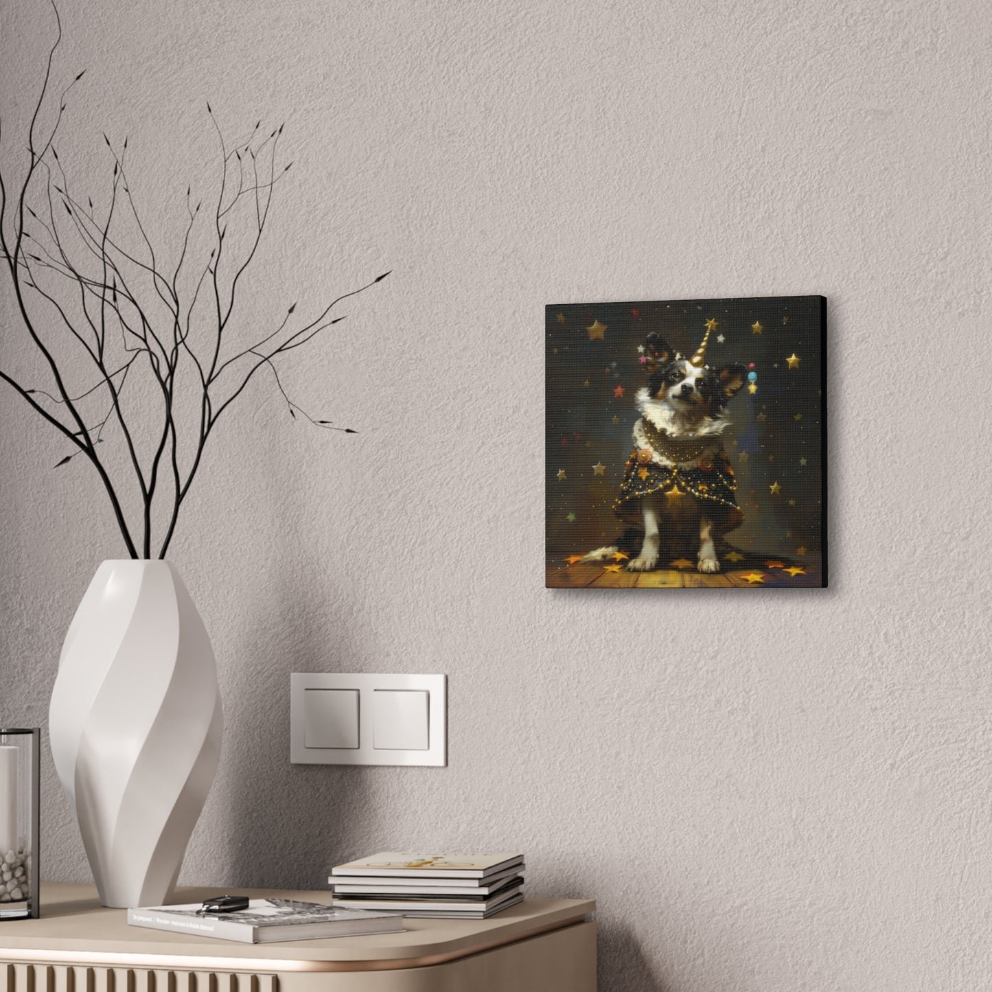 Star Dog Celebration - Canvas Stretched, 0.75"