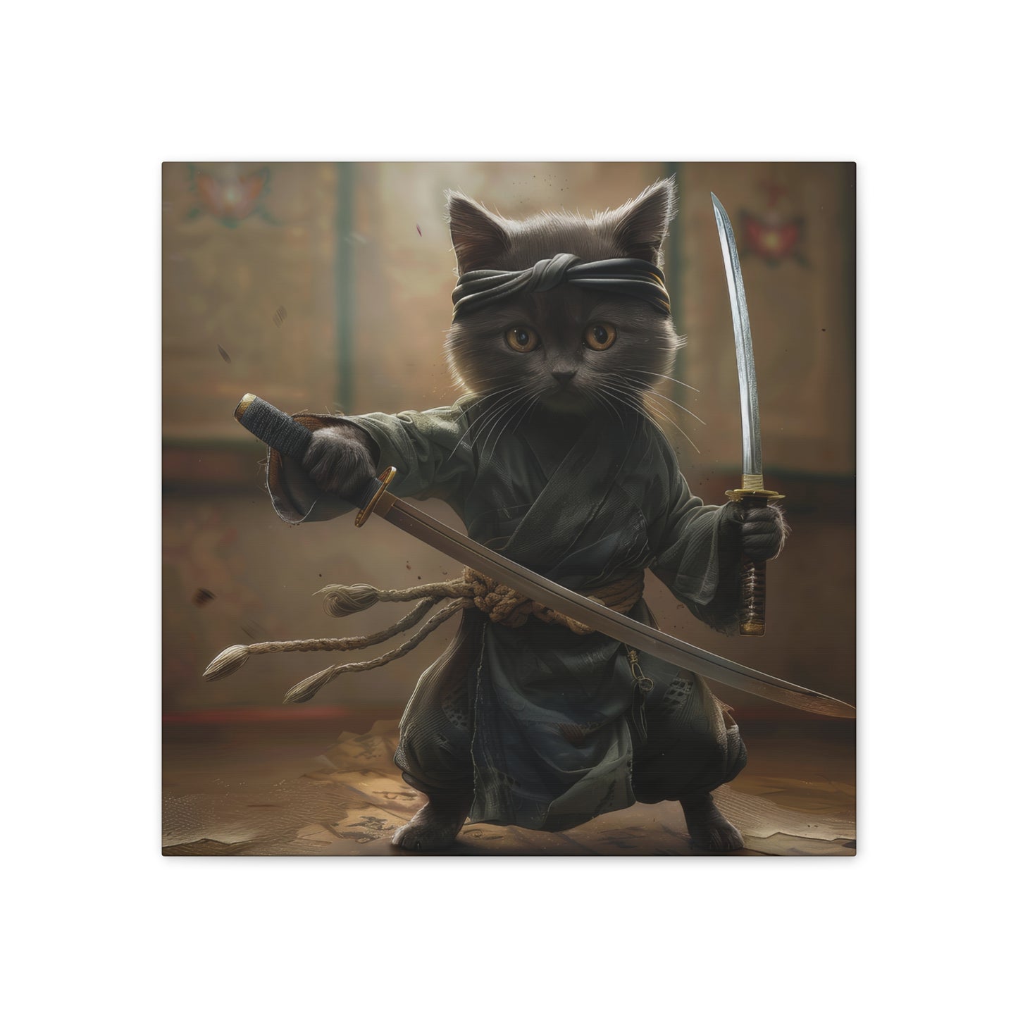 Ninja Kitty - Canvas Stretched, 0.75"