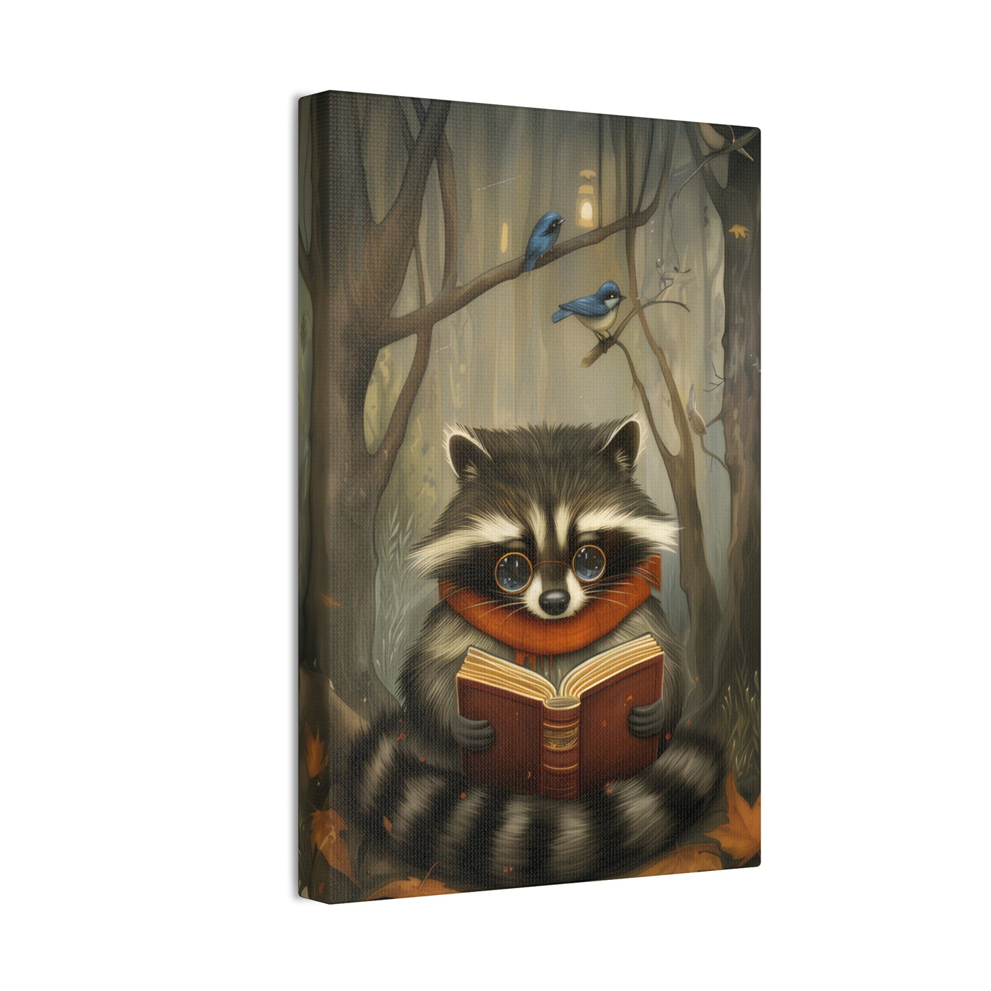 Reading Raccoon - Canvas Stretched, 0.75"