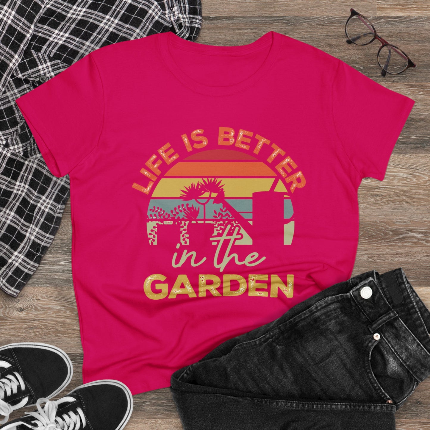 Life Is Better In the Garden - Gardening - Women's Midweight Cotton Tee