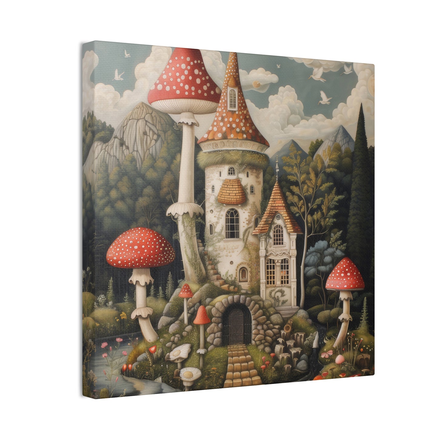 Mushroom House - Canvas Stretched, 0.75"