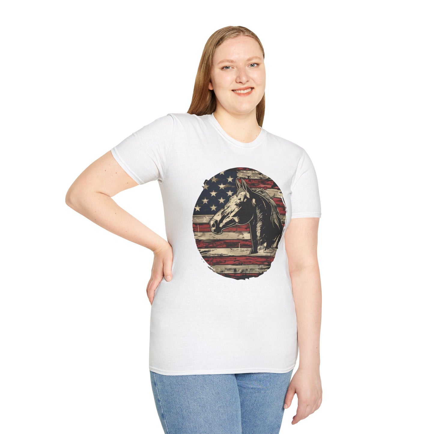 Horse and Flag - Unisex Softstyle T-Shirt