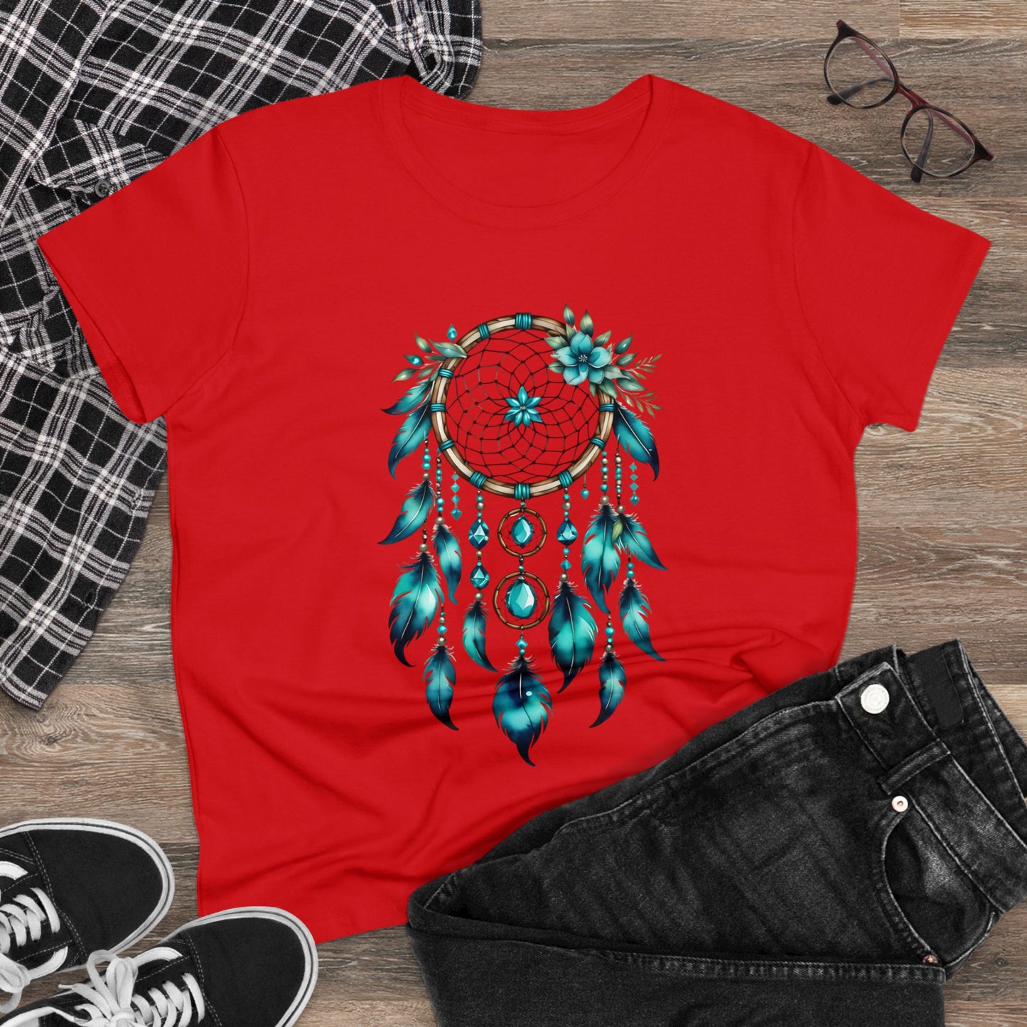 Turquoise Dream Catcher - Sagittarius - Astrology - Women's Midweight Cotton Tee