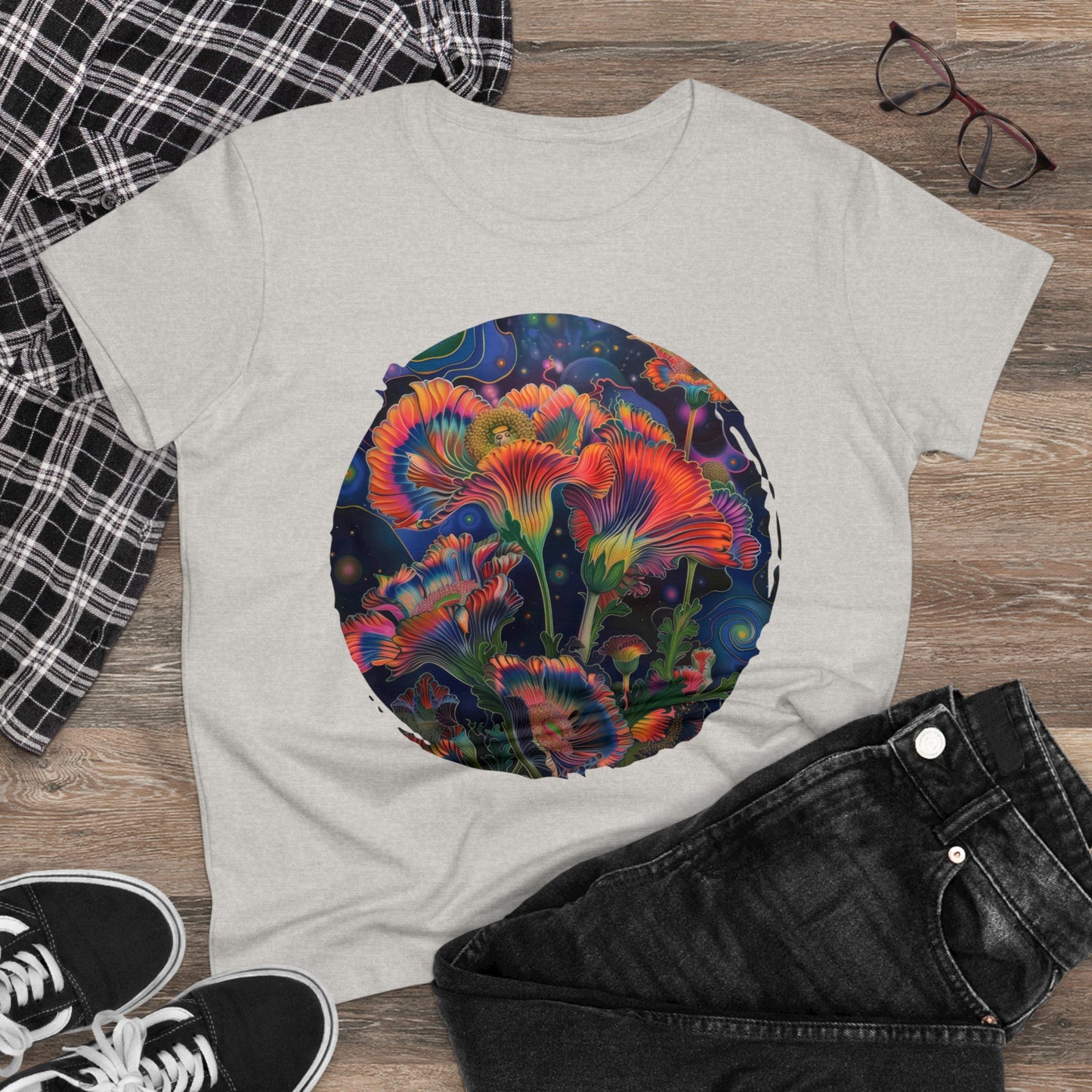 Pastel Flowers - Women's Midweight Cotton Tee