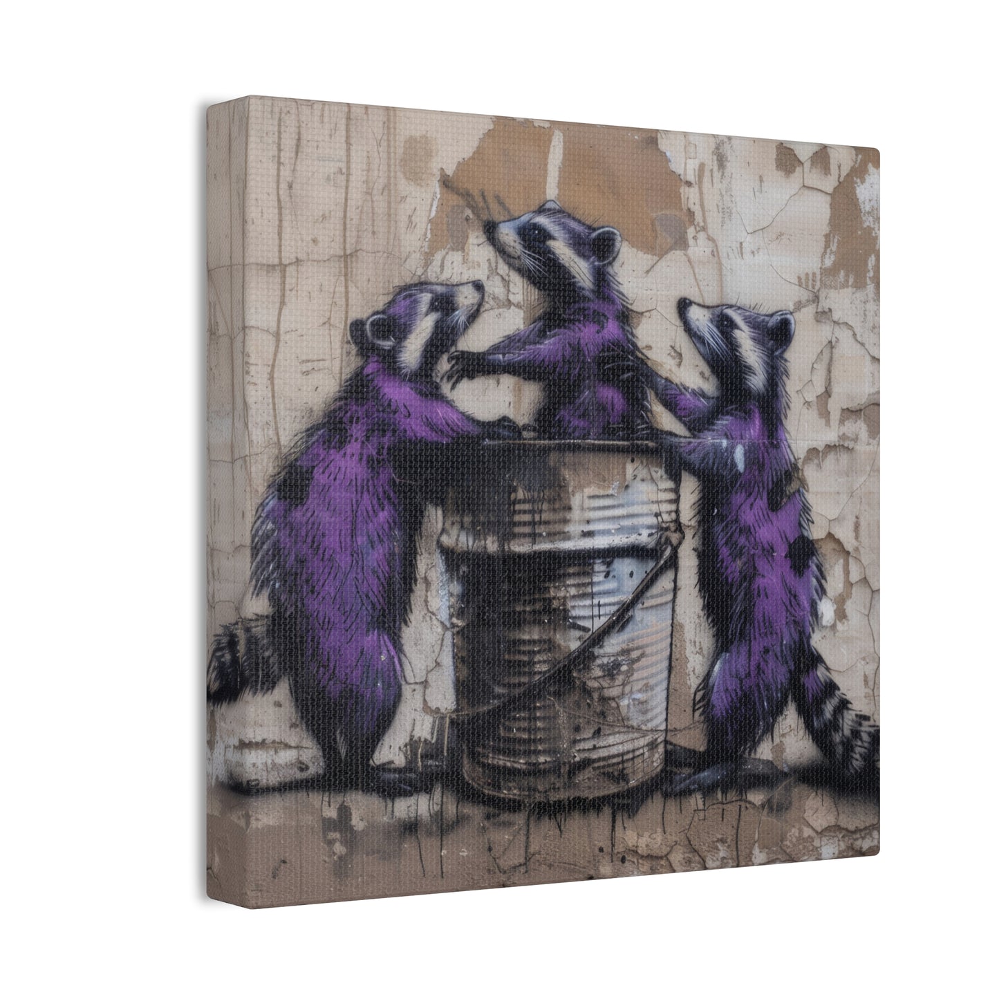 Raccoon Party - Canvas Stretched, 0.75"