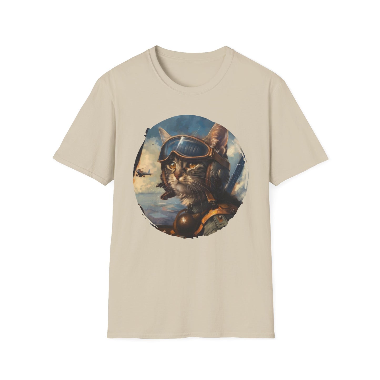 Cat Fighter Pilot - Unisex Softstyle T-Shirt