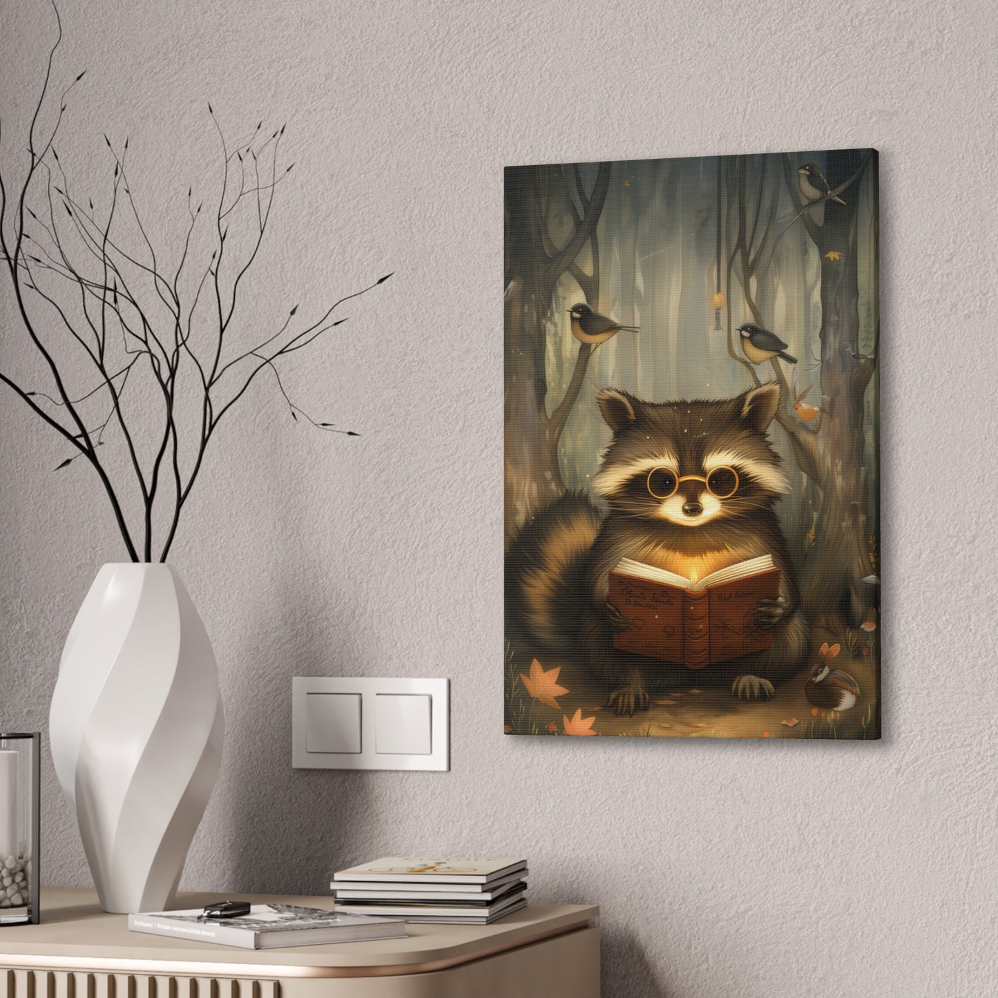 Raccoon in Spectacles - Canvas Stretched, 0.75"