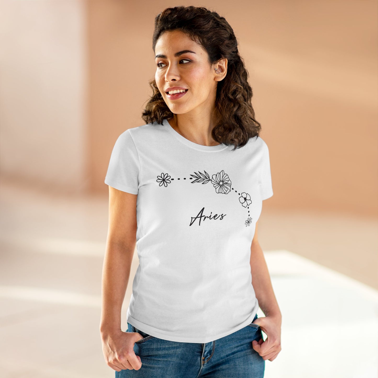 Flower Constellation - Aries - Astrology - Women's Midweight Cotton Tee