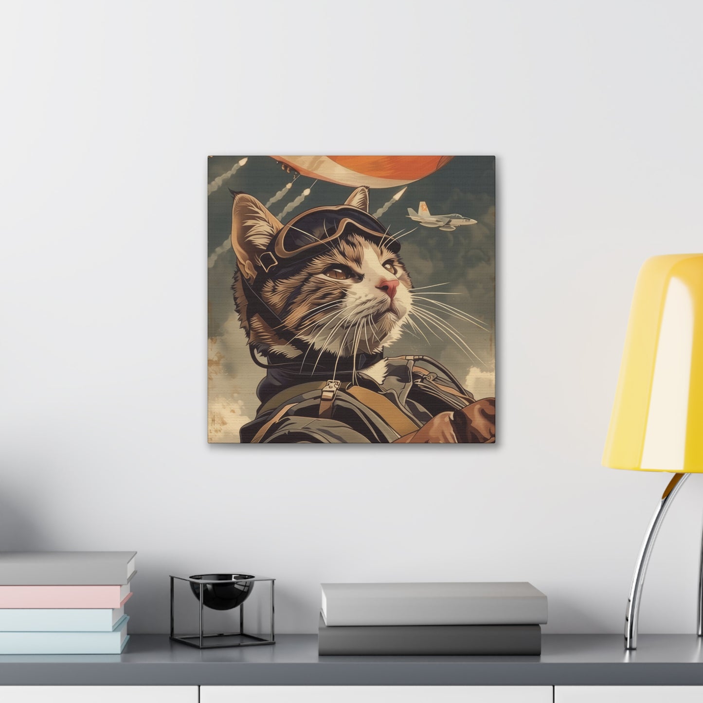 Kitty Fighter Pilot - Canvas Stretched, 0.75"