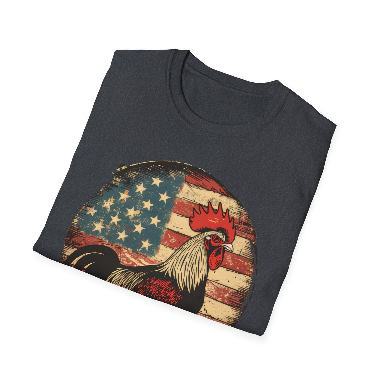 Rooster and Flag - Unisex Softstyle T-Shirt